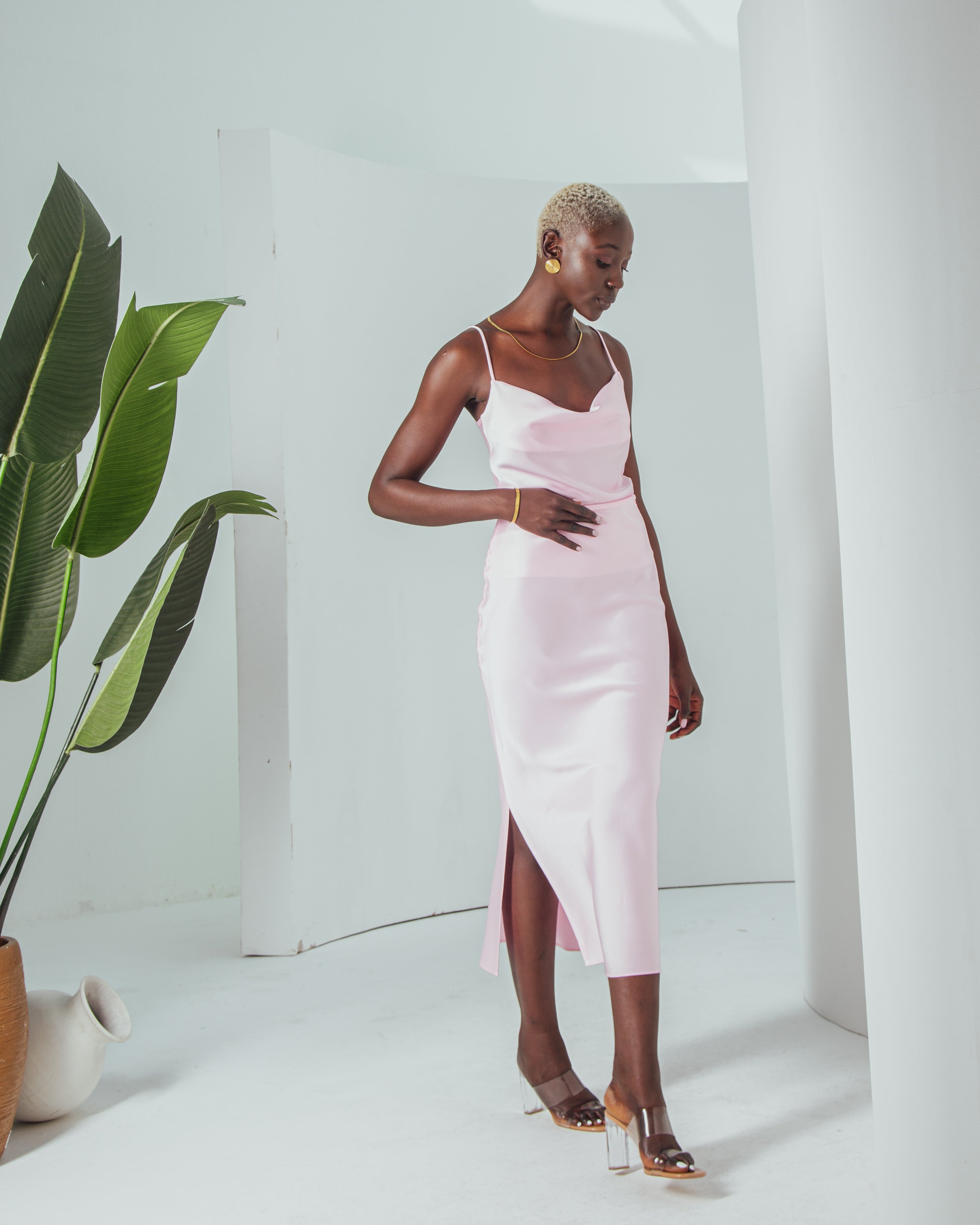 Essentials - Satin Cowl-Neck Top