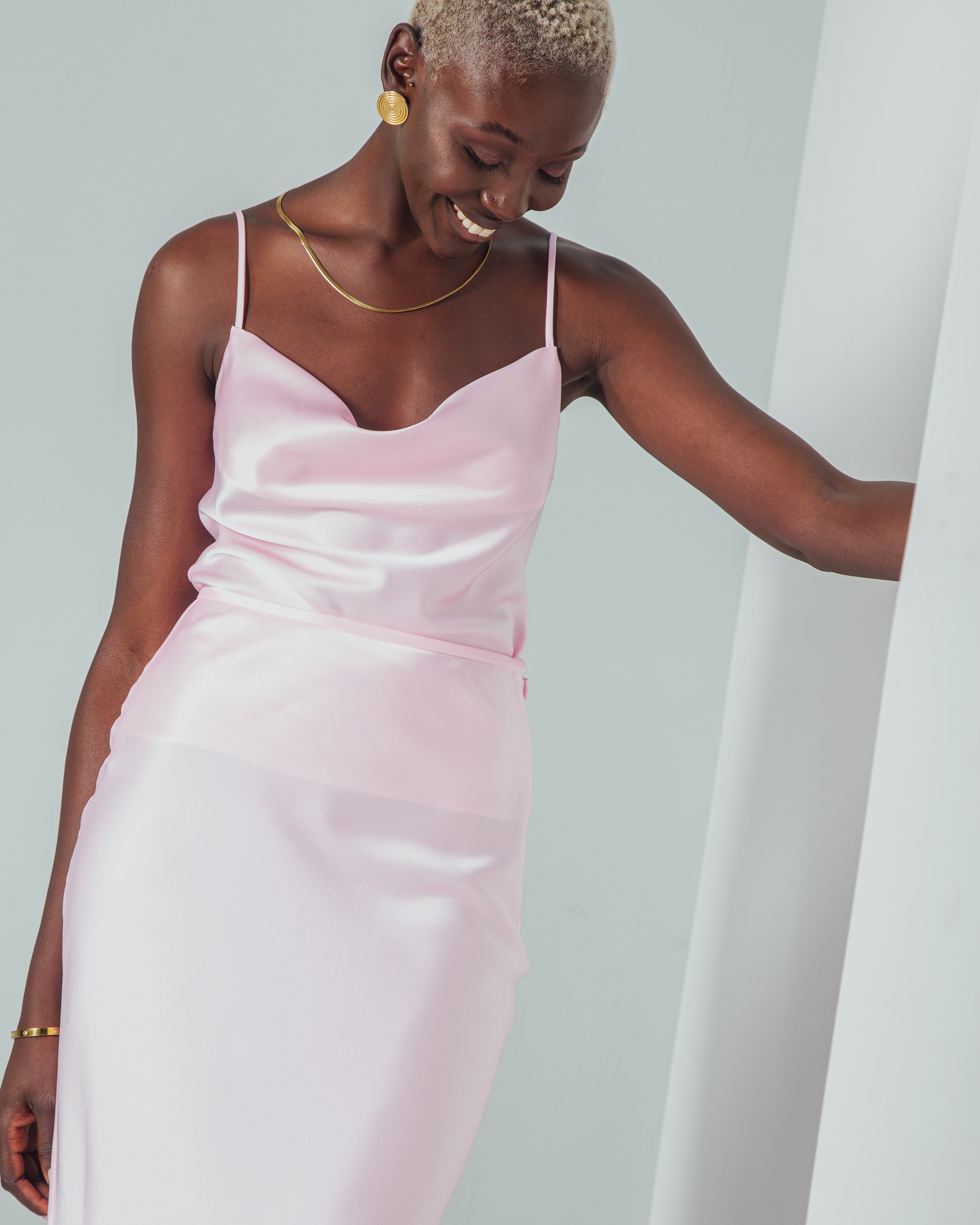 Essentials - Satin Cowl-Neck Top