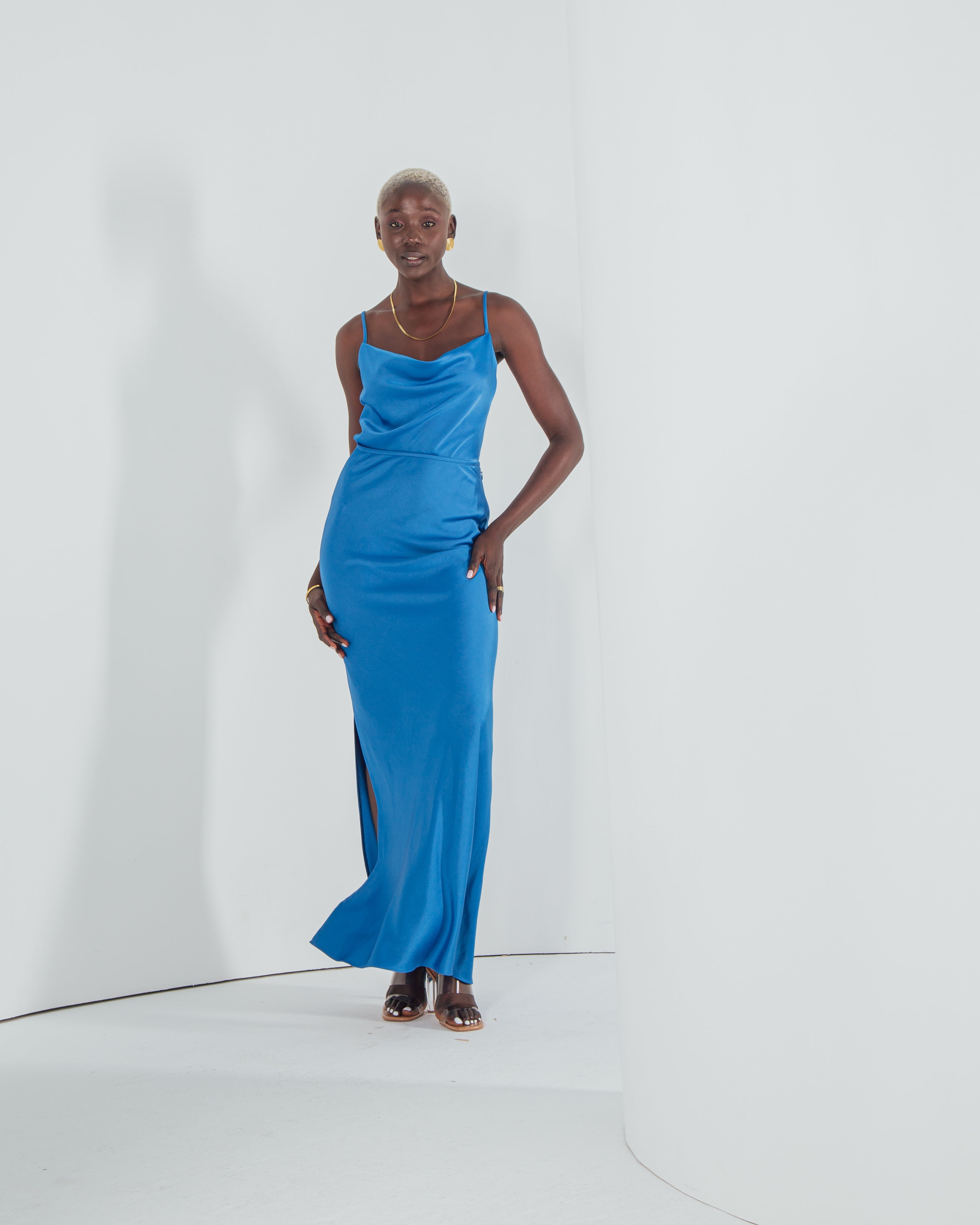 Essentials - Satin Cowl-Neck Top