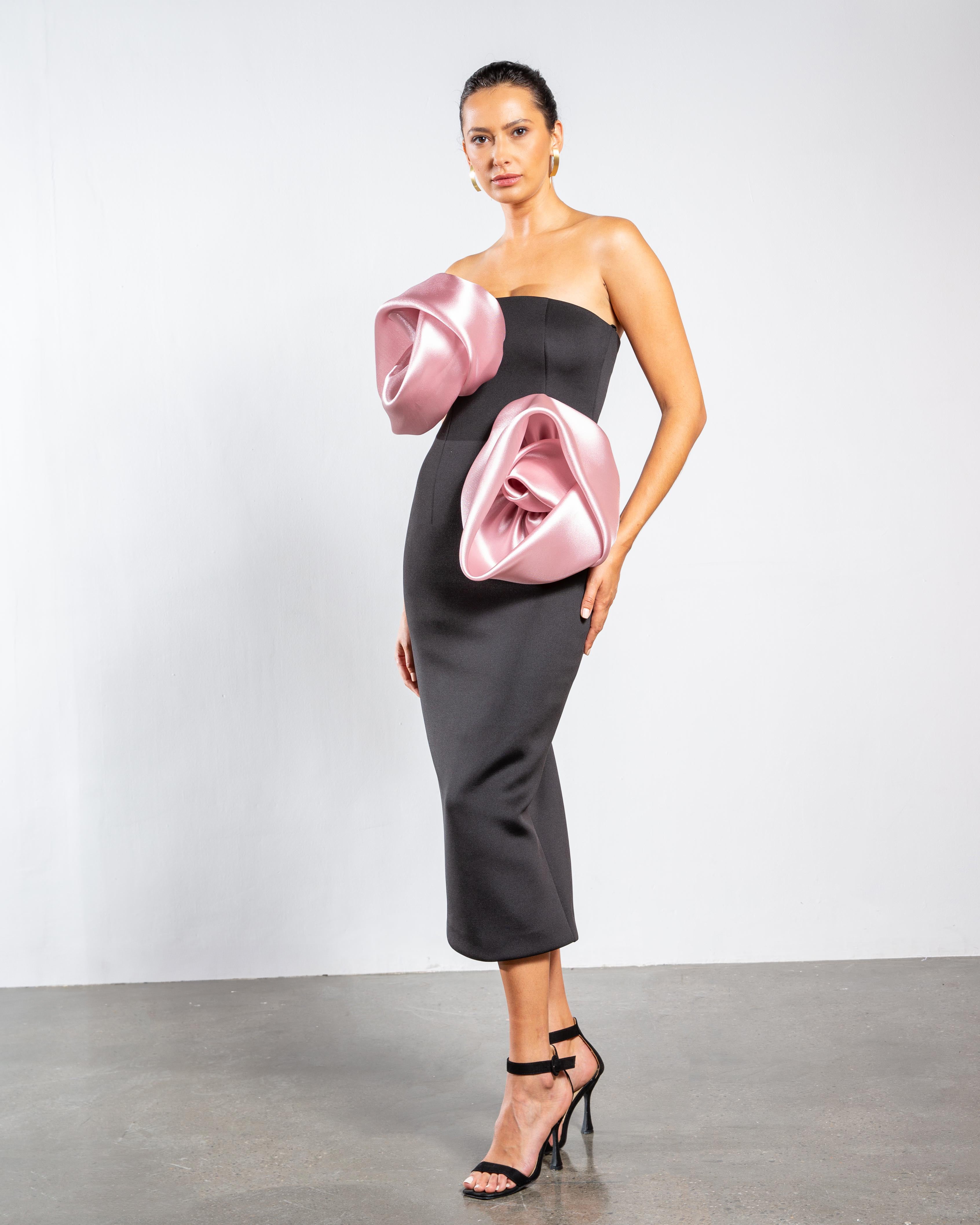 Deux Roses Strapless Midi Dress