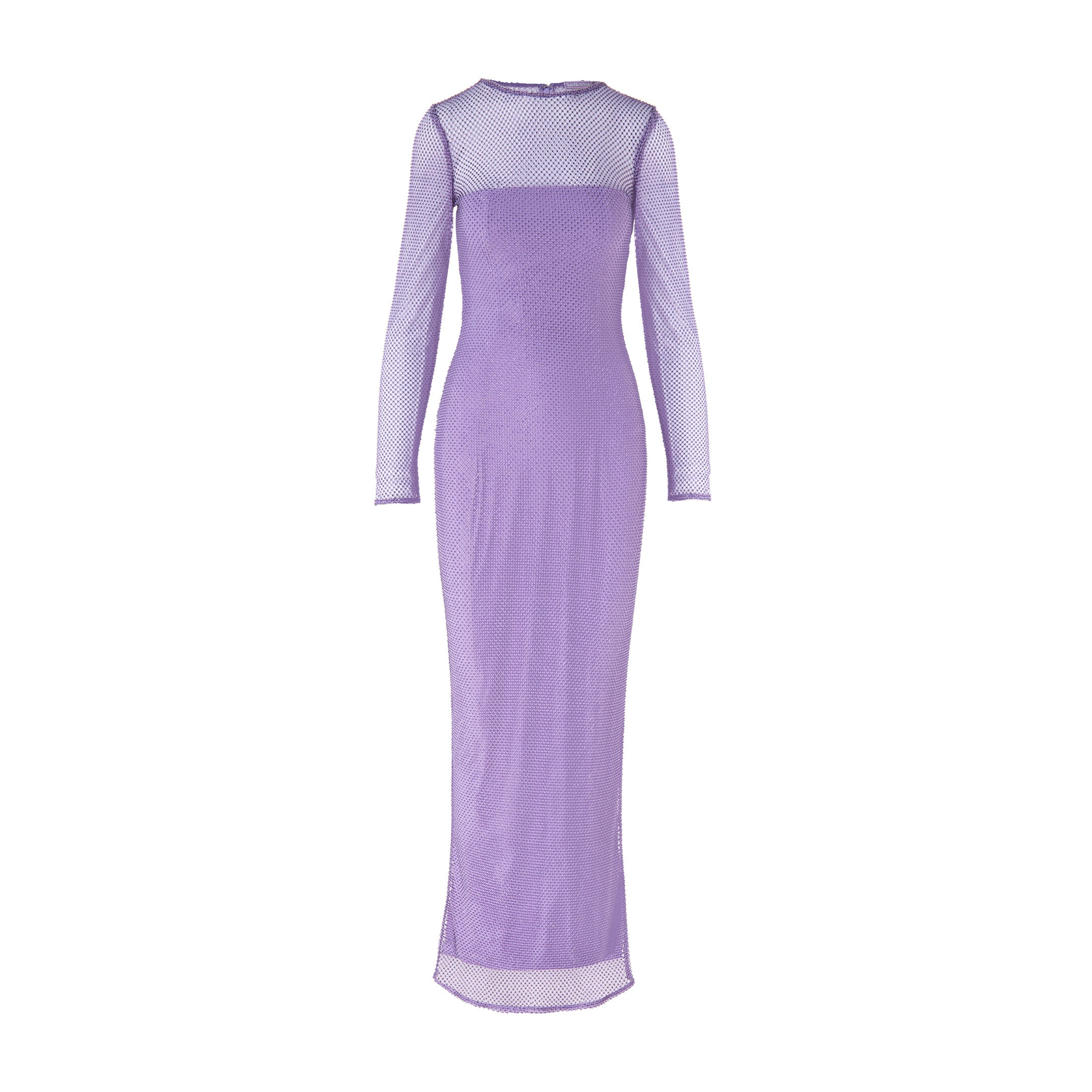 Crystal Embellished Long-Sleeved Maxi Dress - Light