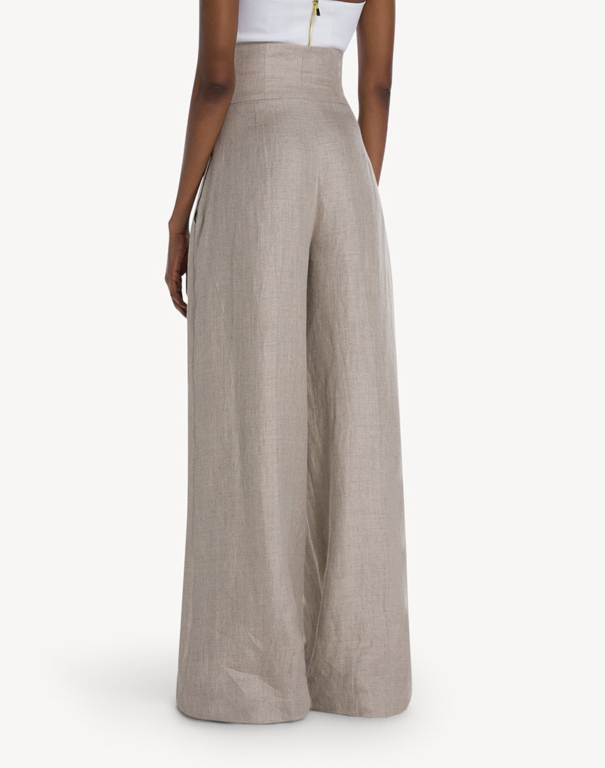 Lou Pleated High Waisted Hemp Trousers