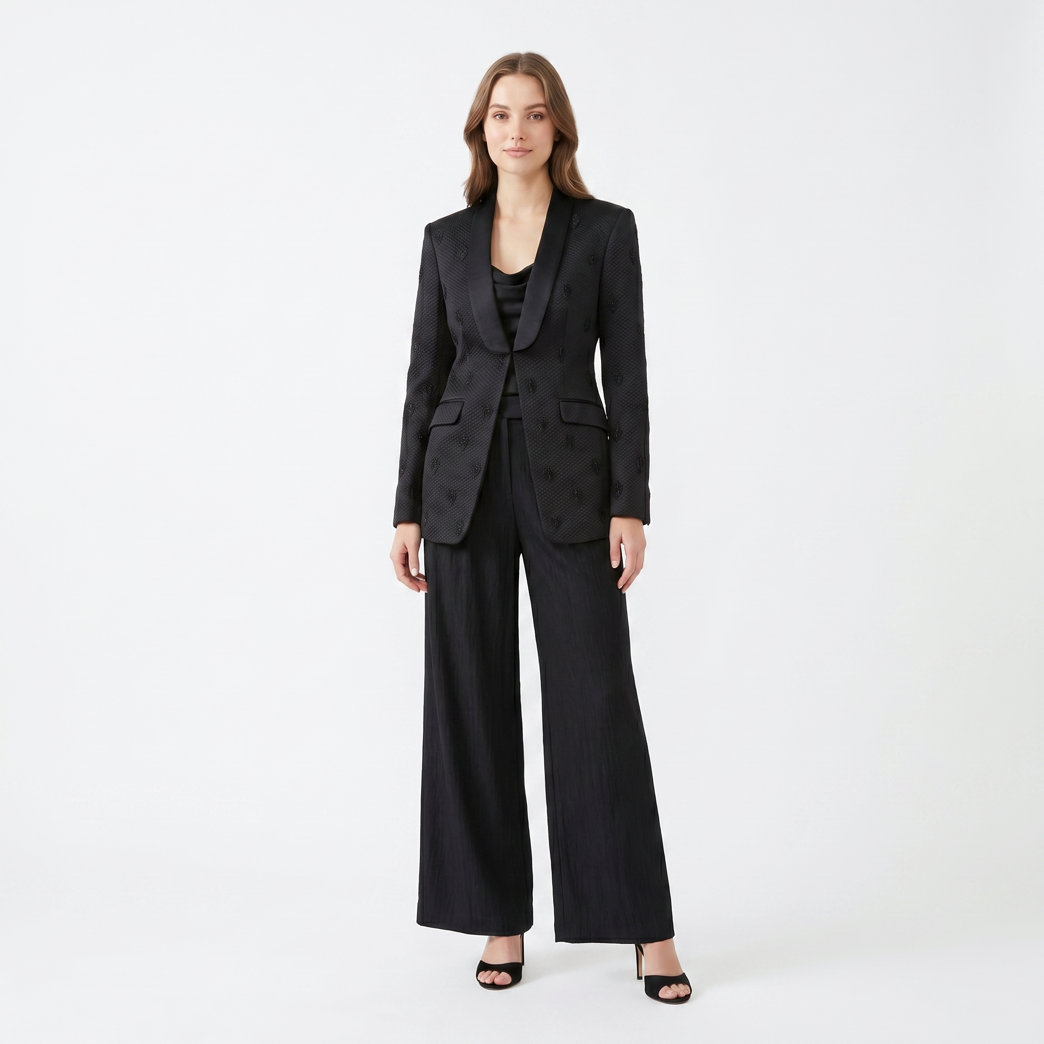 Bead Embellished Tuxedo Blazer