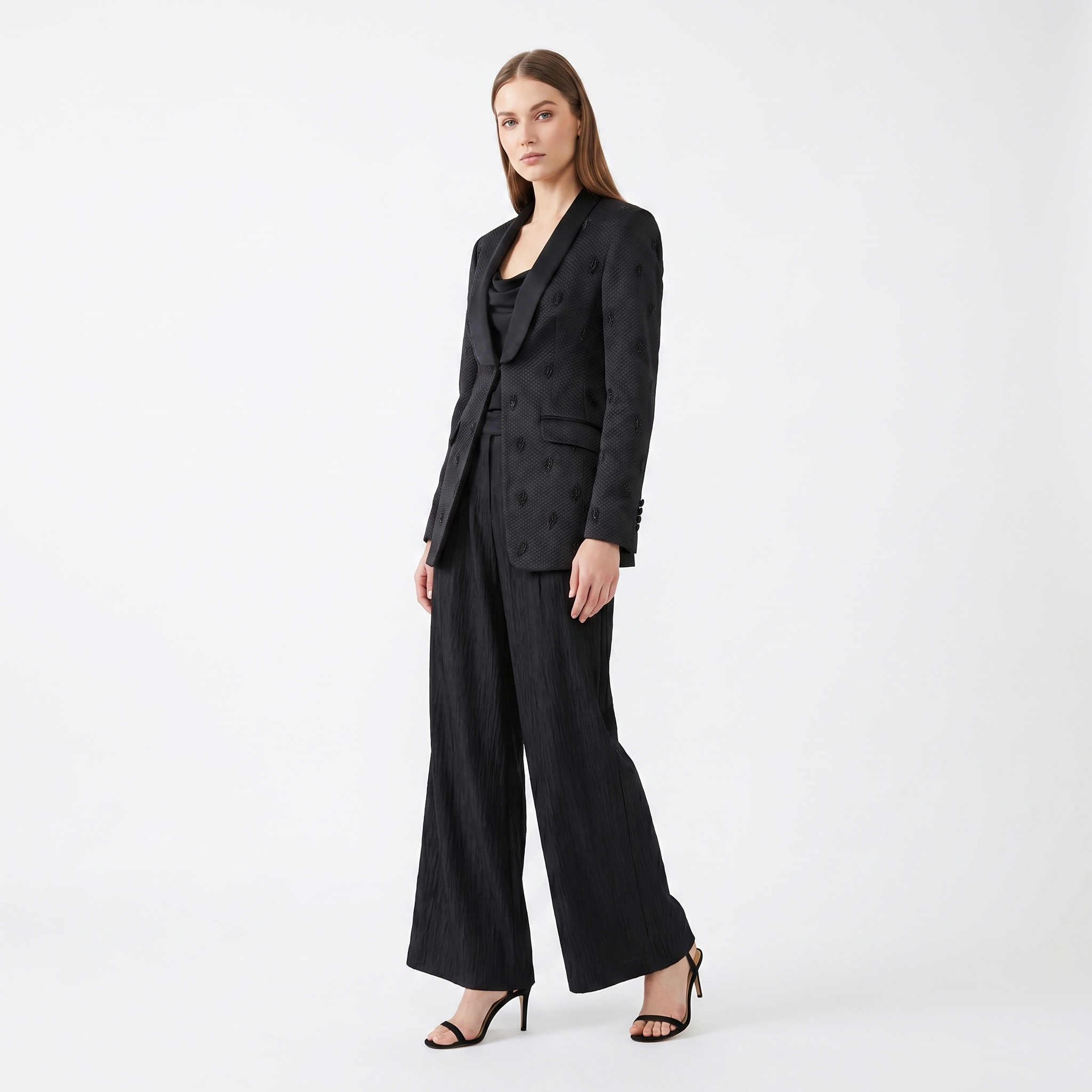 Bead Embellished Tuxedo Blazer