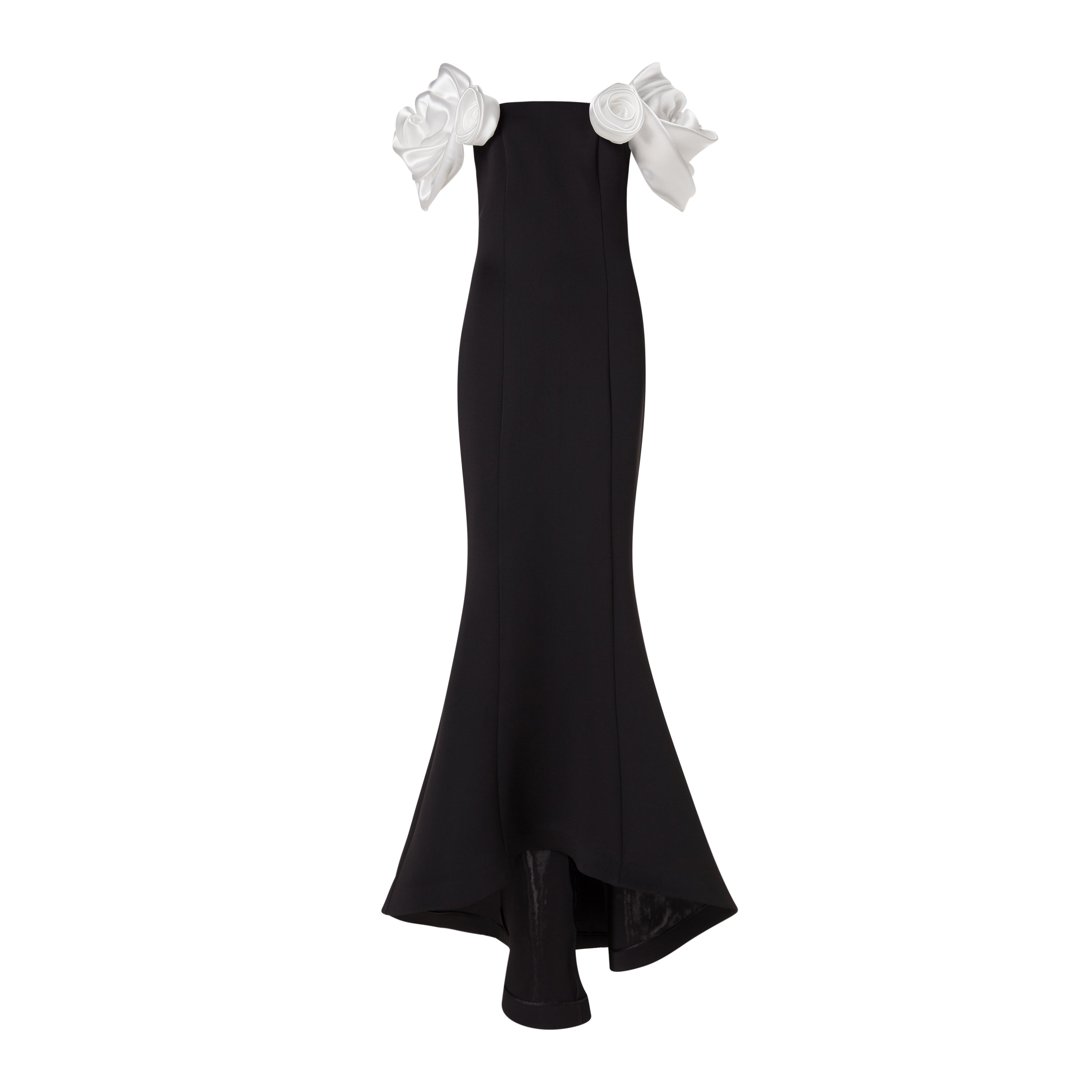 Rose Sleeve Panel Maxi Dress - Black