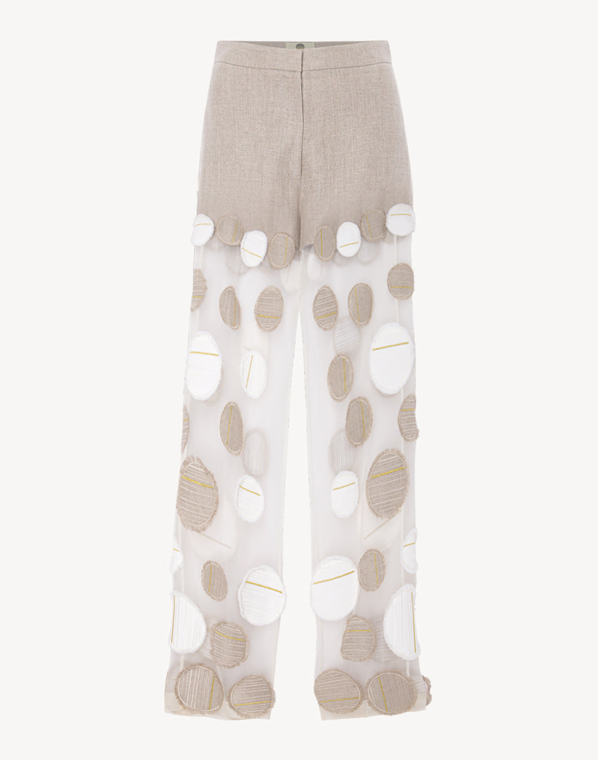 Sofia Silk Hemp Logo Appliqué Pants