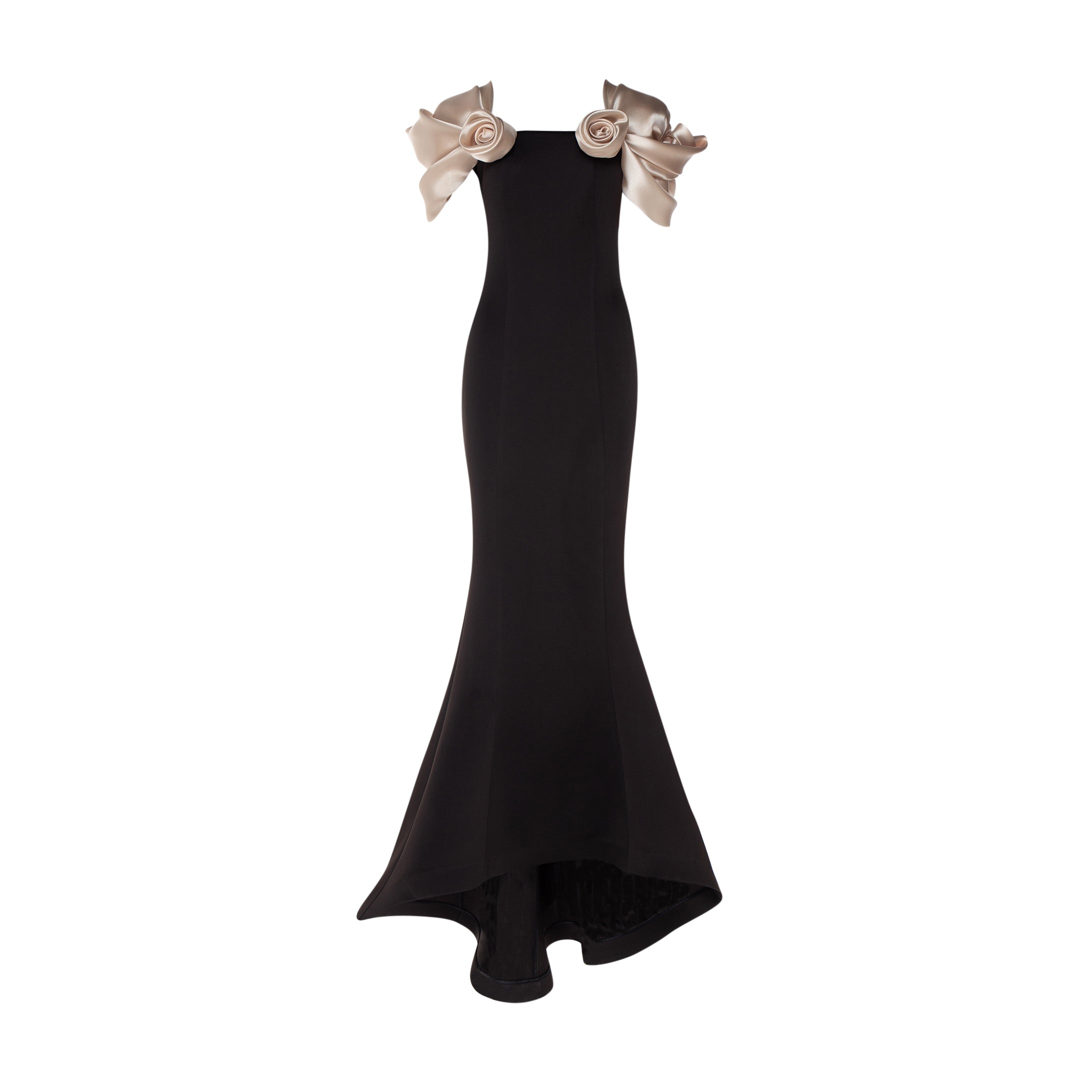 Rose Sleeve Panel Maxi Dress - Black
