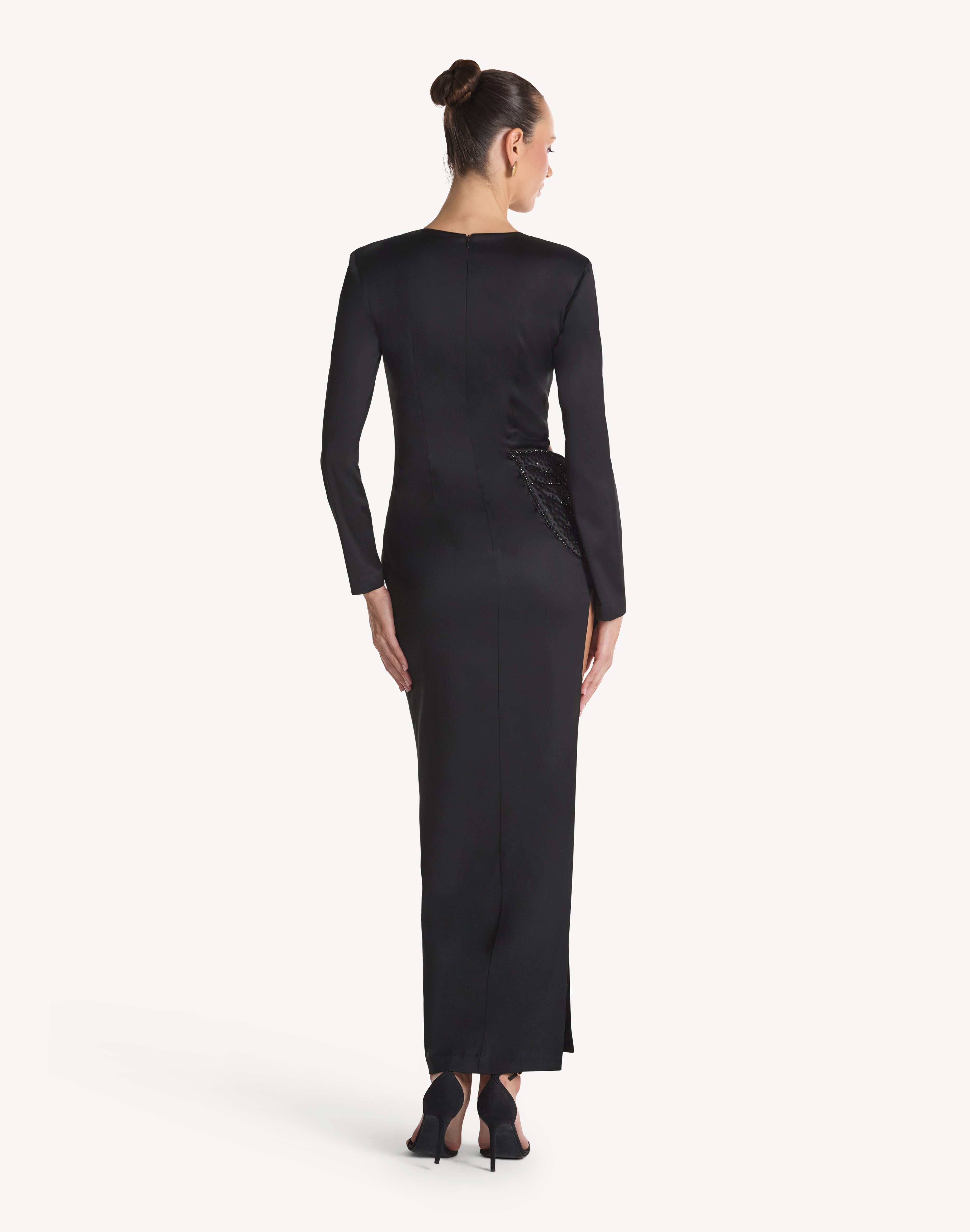 Elegance Leaf Appliqué High Leg Dress