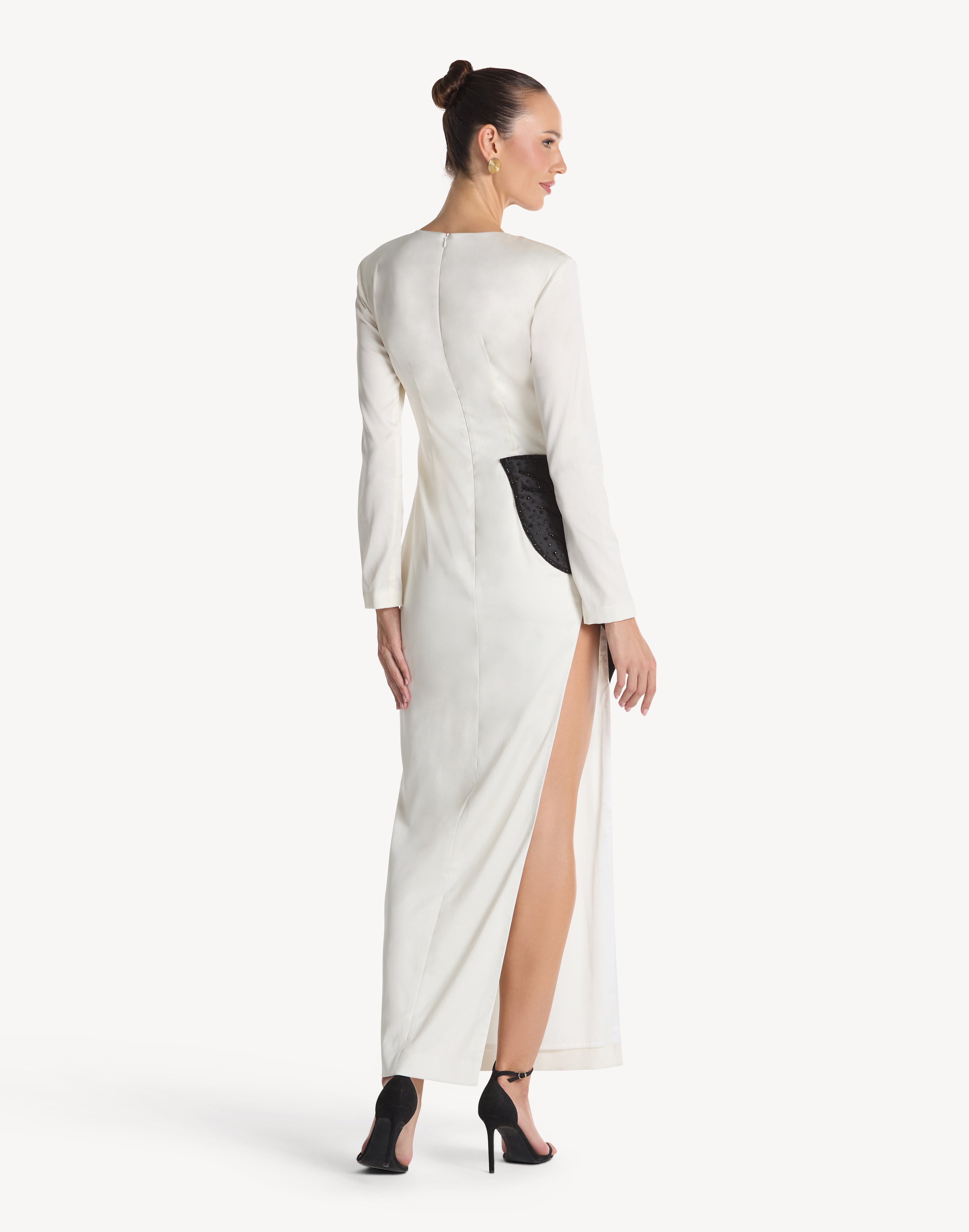 Elegance Leaf Appliqué High Leg Dress