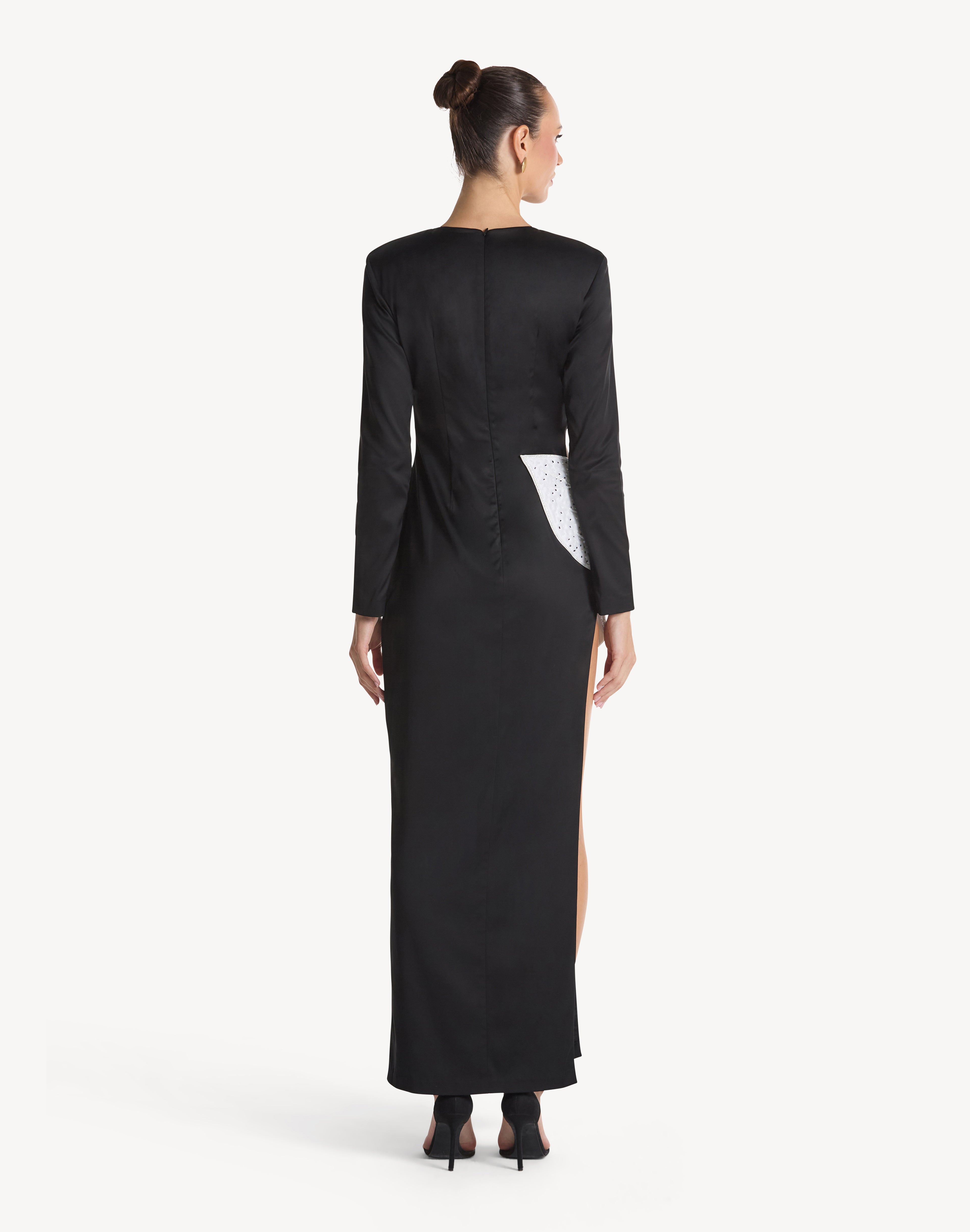 Elegance Leaf Appliqué High Leg Dress