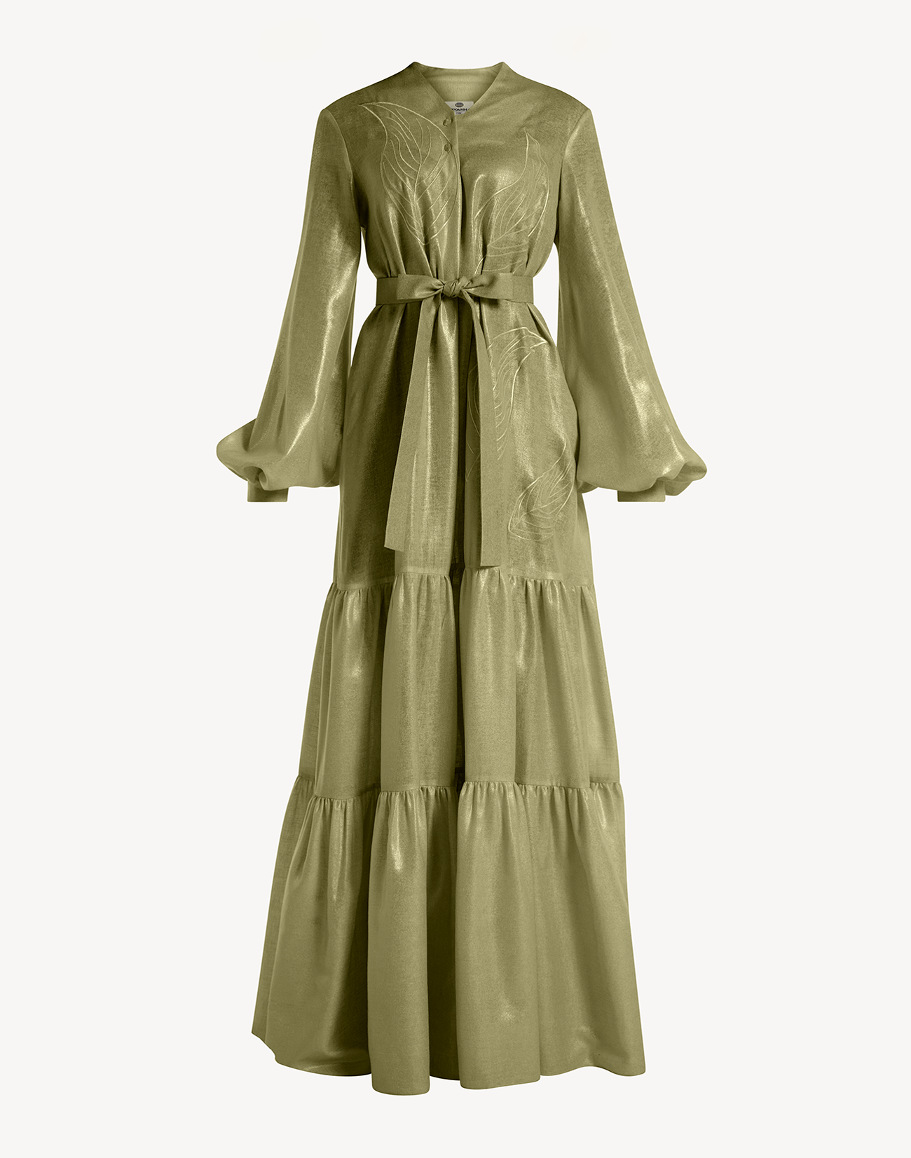 Yasmin Leaf linen Maxi Dress - Green / One Size Yasmin Leaf linen Maxi Dress - Green / One Size