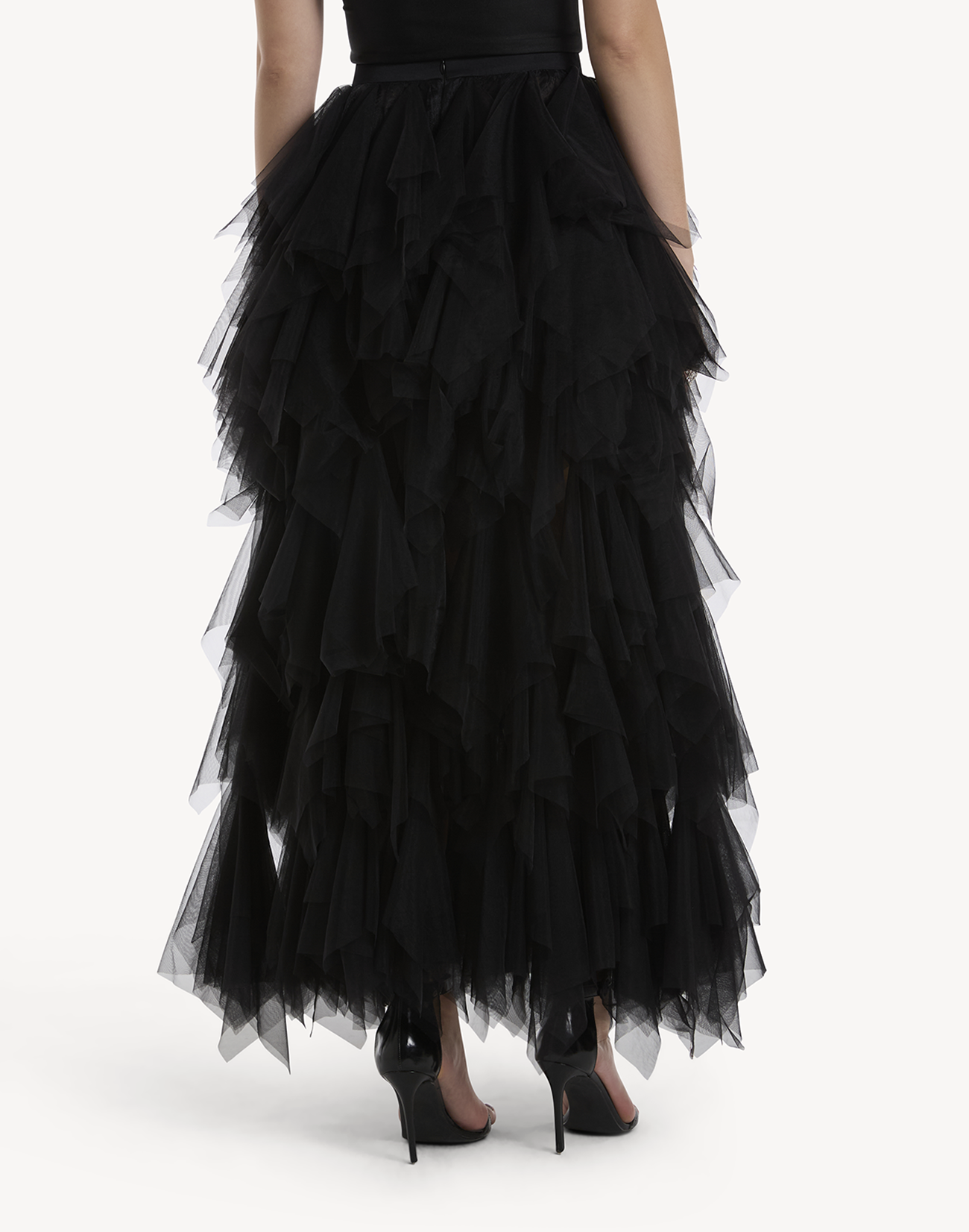 Ruffled Tulle High Leg Skirt