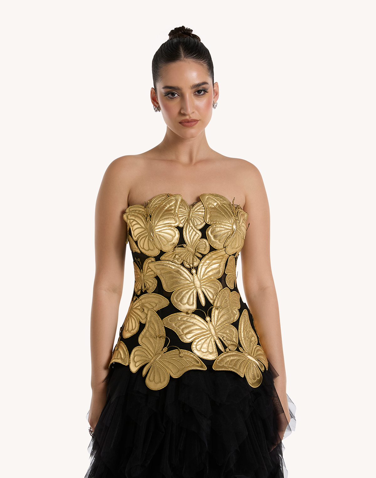 Metallic Papillon Appliqué Corset