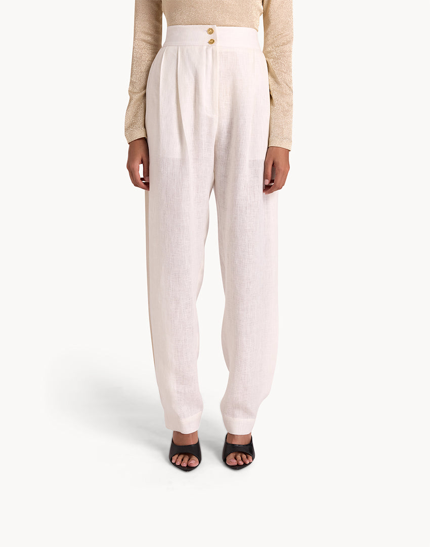 Linen Pleated Trousers