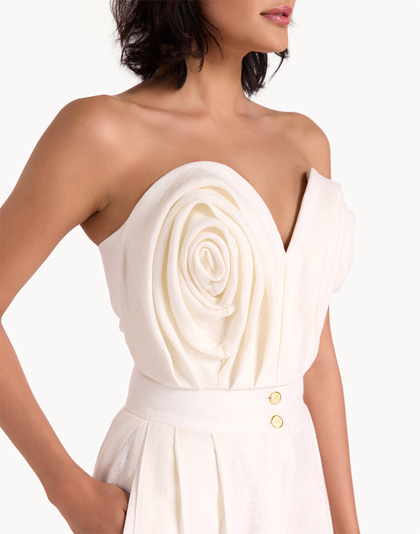 Linen Draped Corset Cropped Top