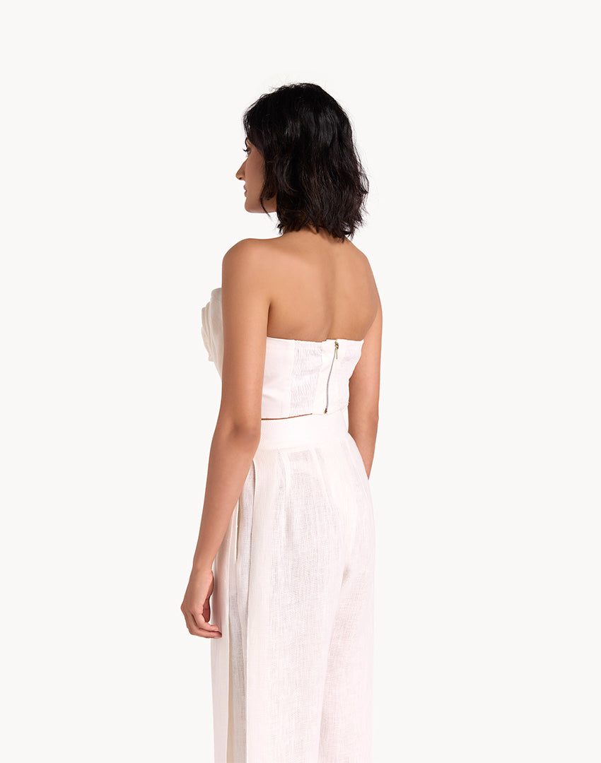 Linen Draped Corset Cropped Top