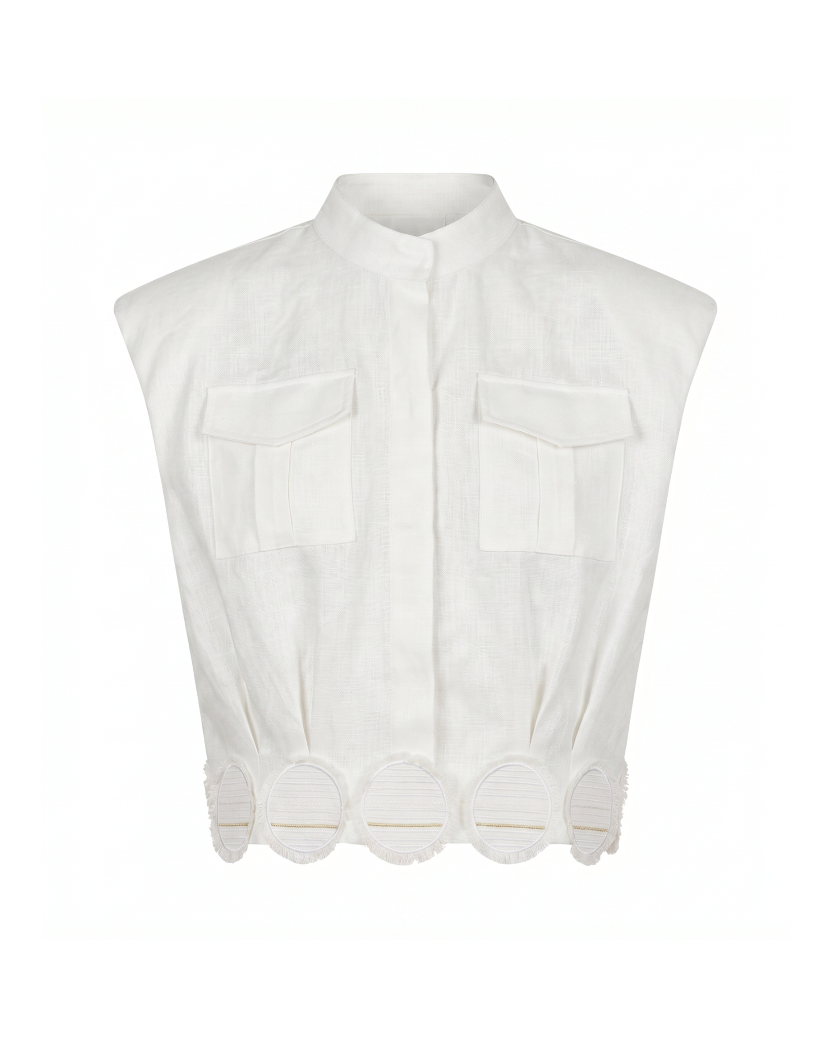 Hemp Mandarin Collar Logo Crop Jacket