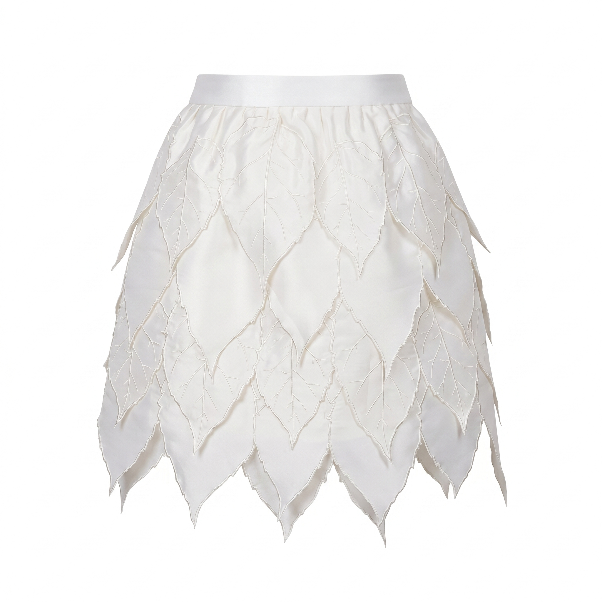 Layered Leaf Appliqué Mini Skirt