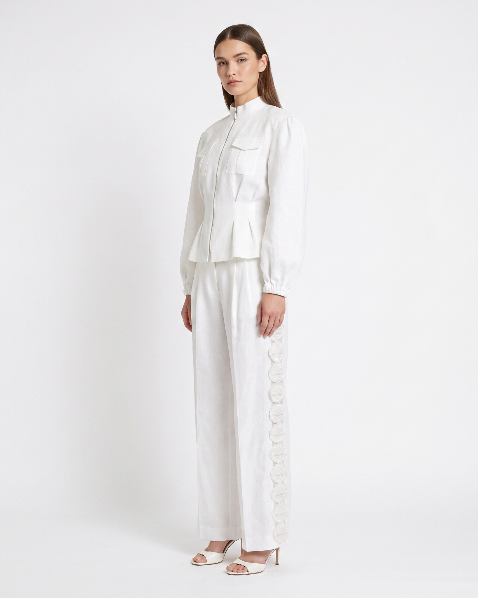 Hemp Mandarin Collar Safari Jacket