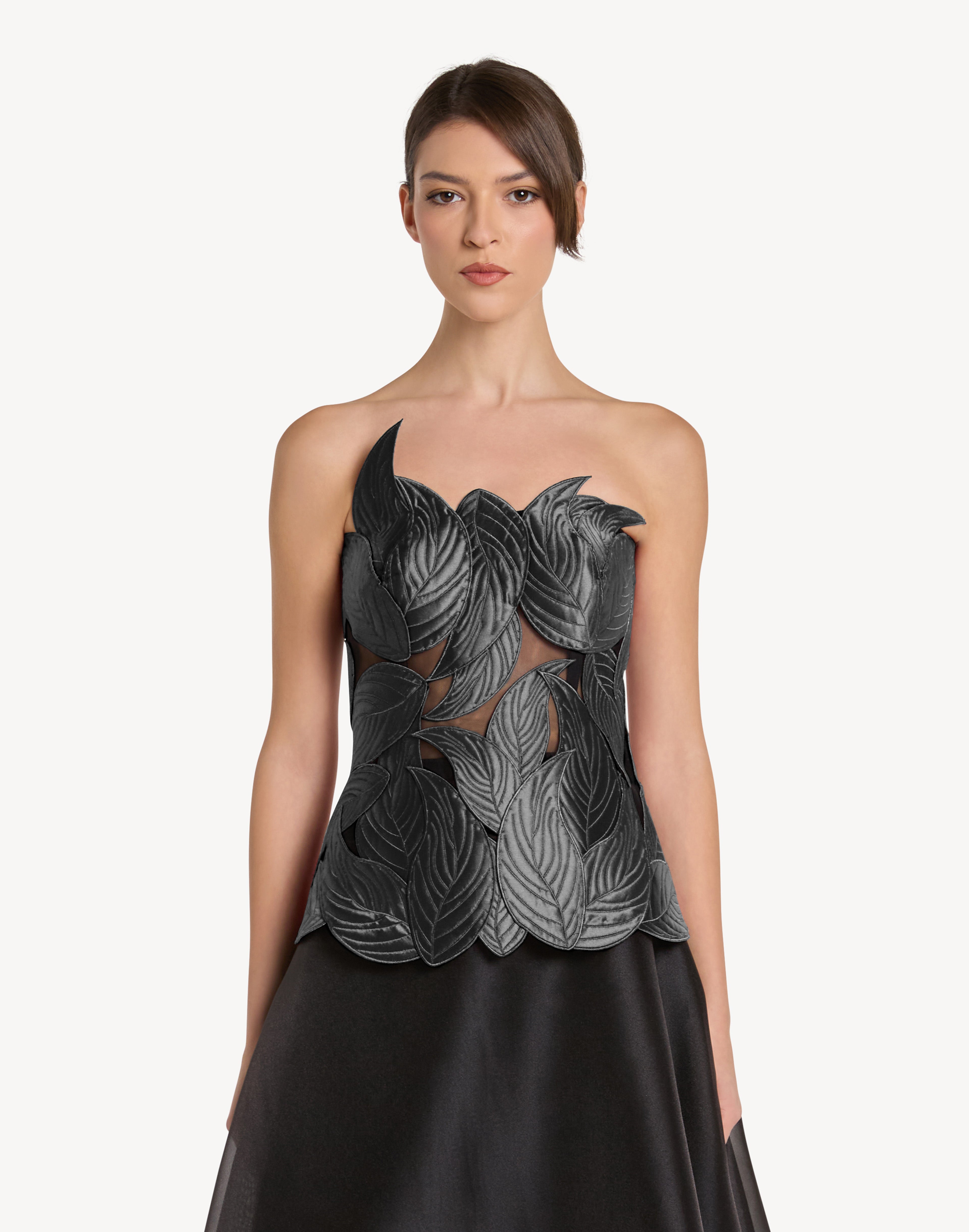 Grandeur Leaf Appliqué Corset