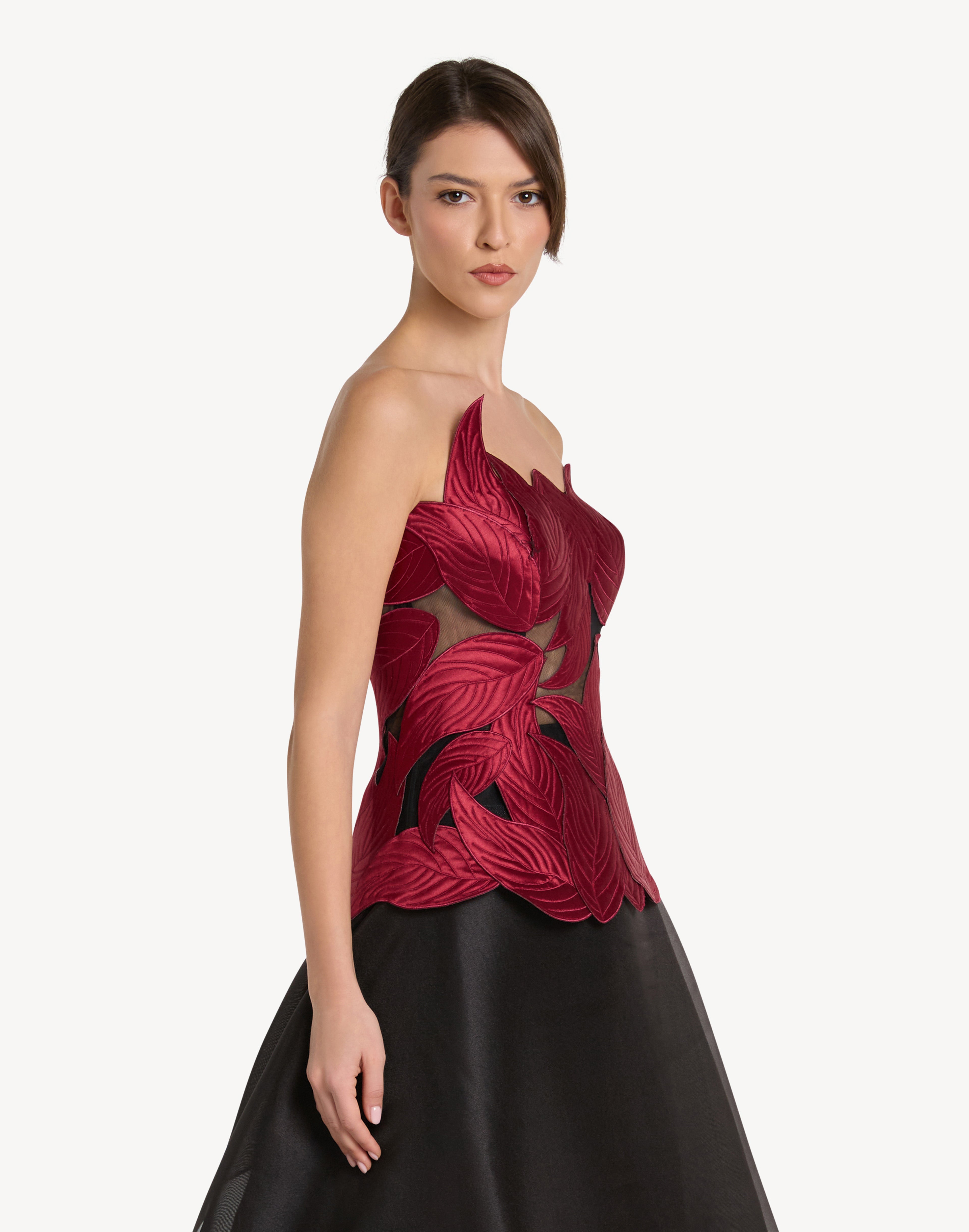 Grandeur Leaf Appliqué Corset