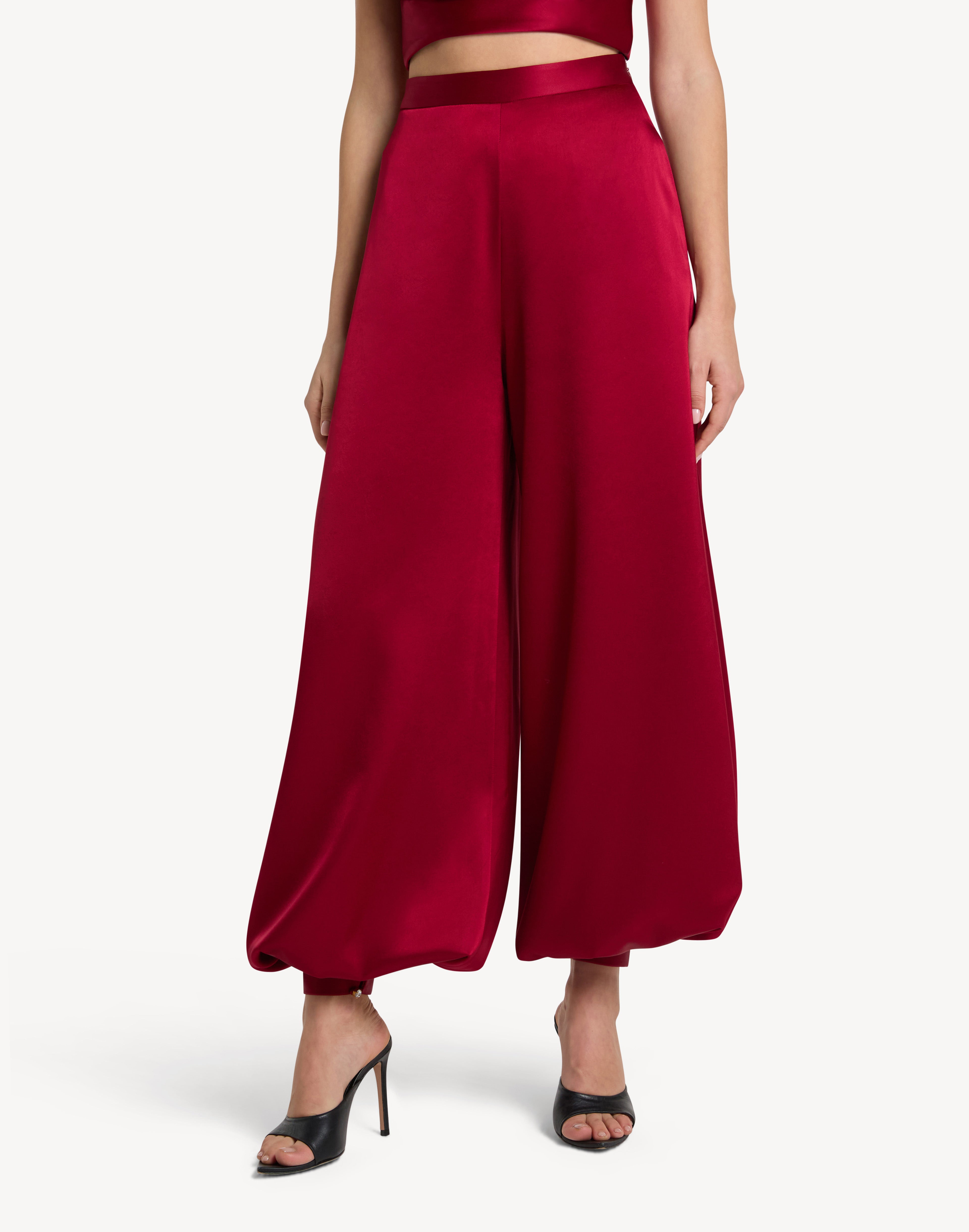Button Cuff Detail Satin Haram Trousers