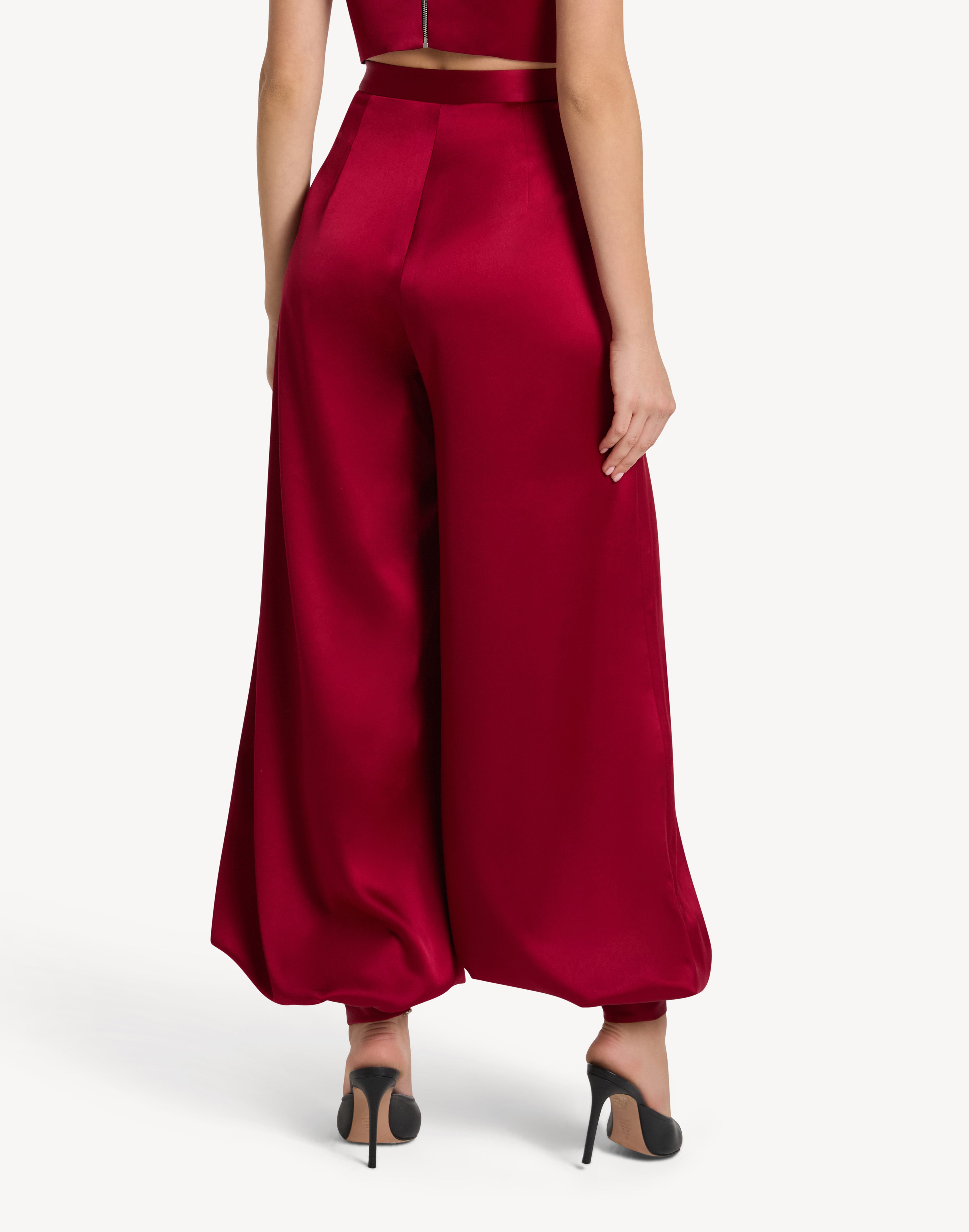 Button Cuff Detail Satin Haram Trousers