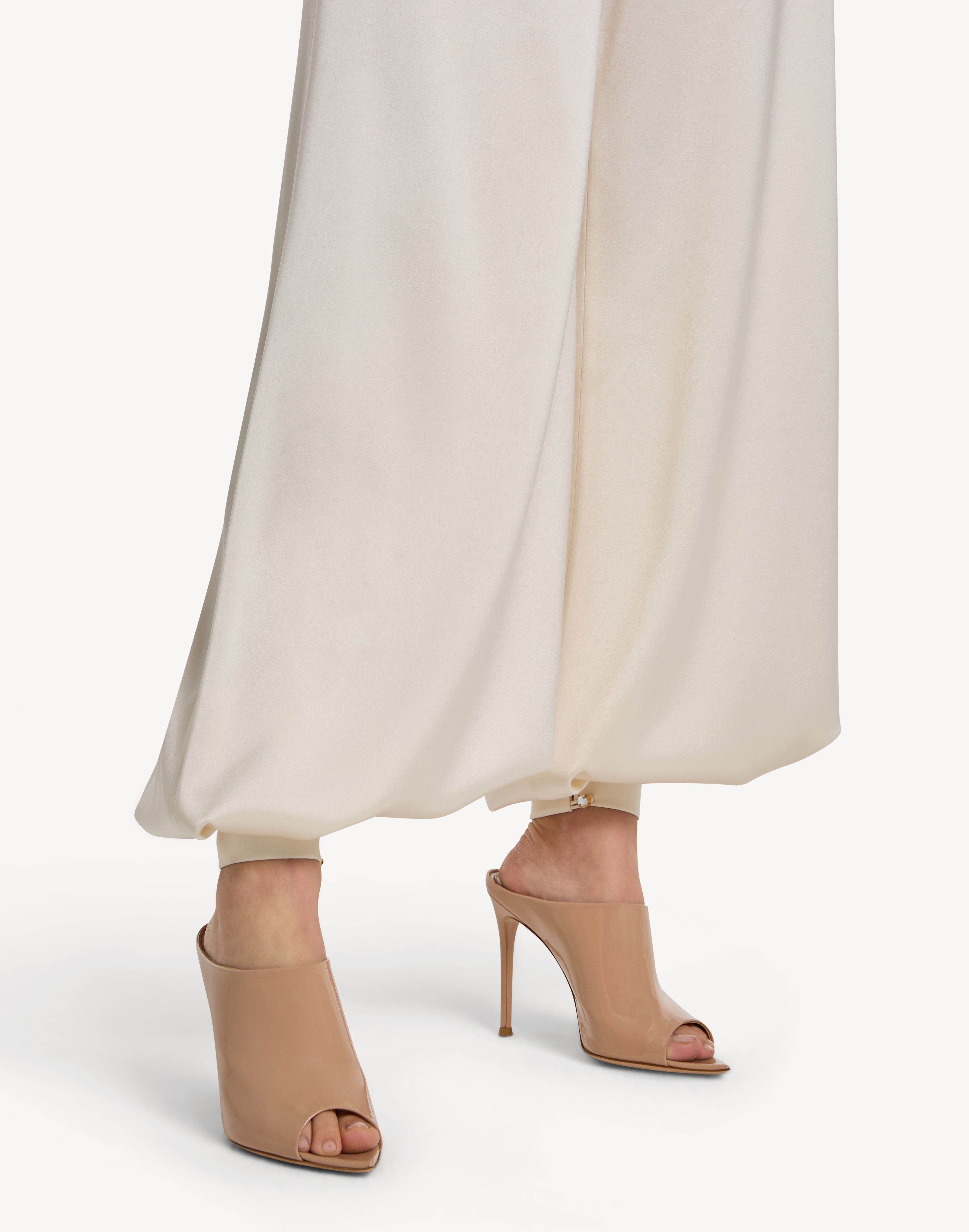 Button Cuff Detail Satin Haram Trousers