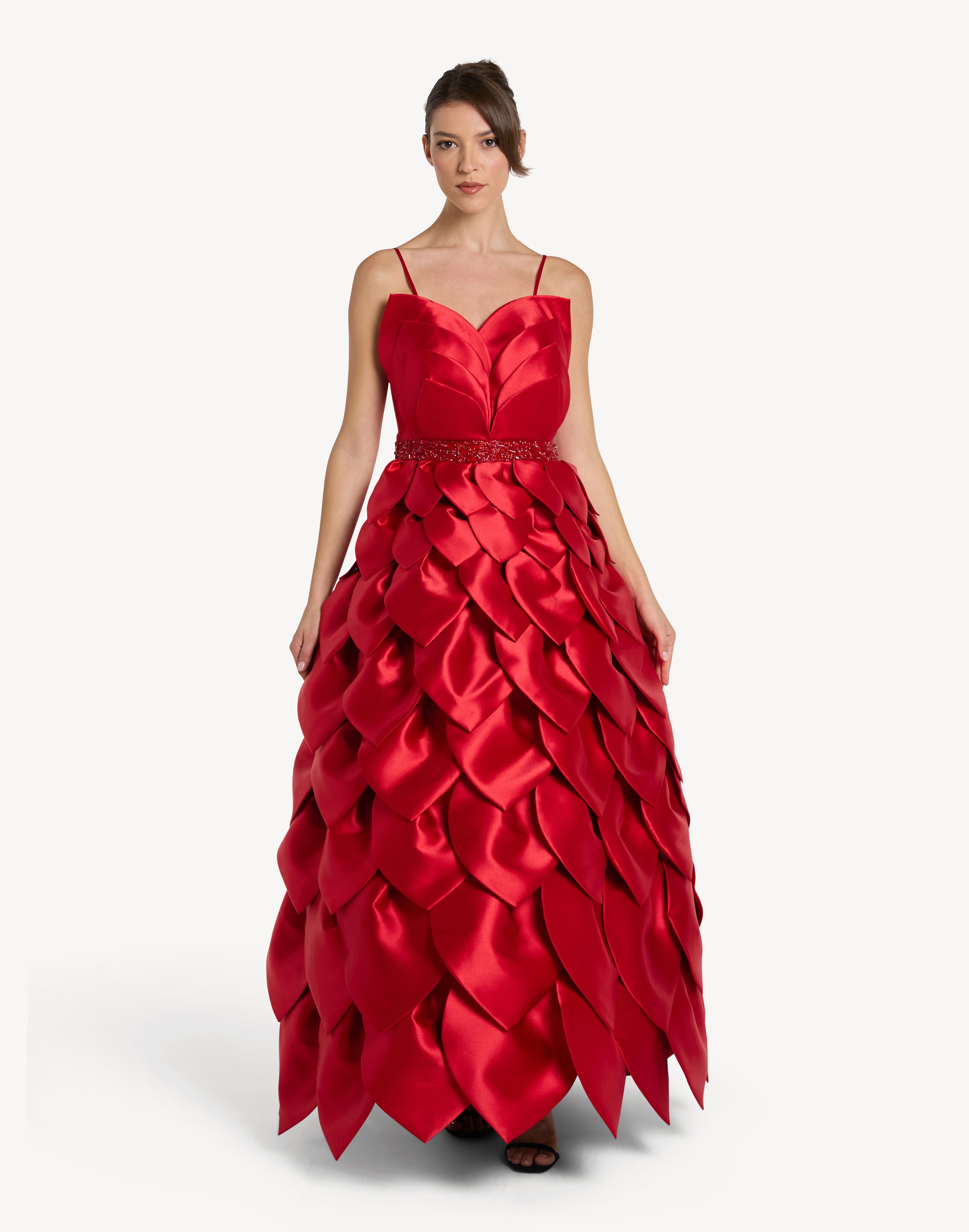 Leaf Appliqué Corset Sweetheart Gown