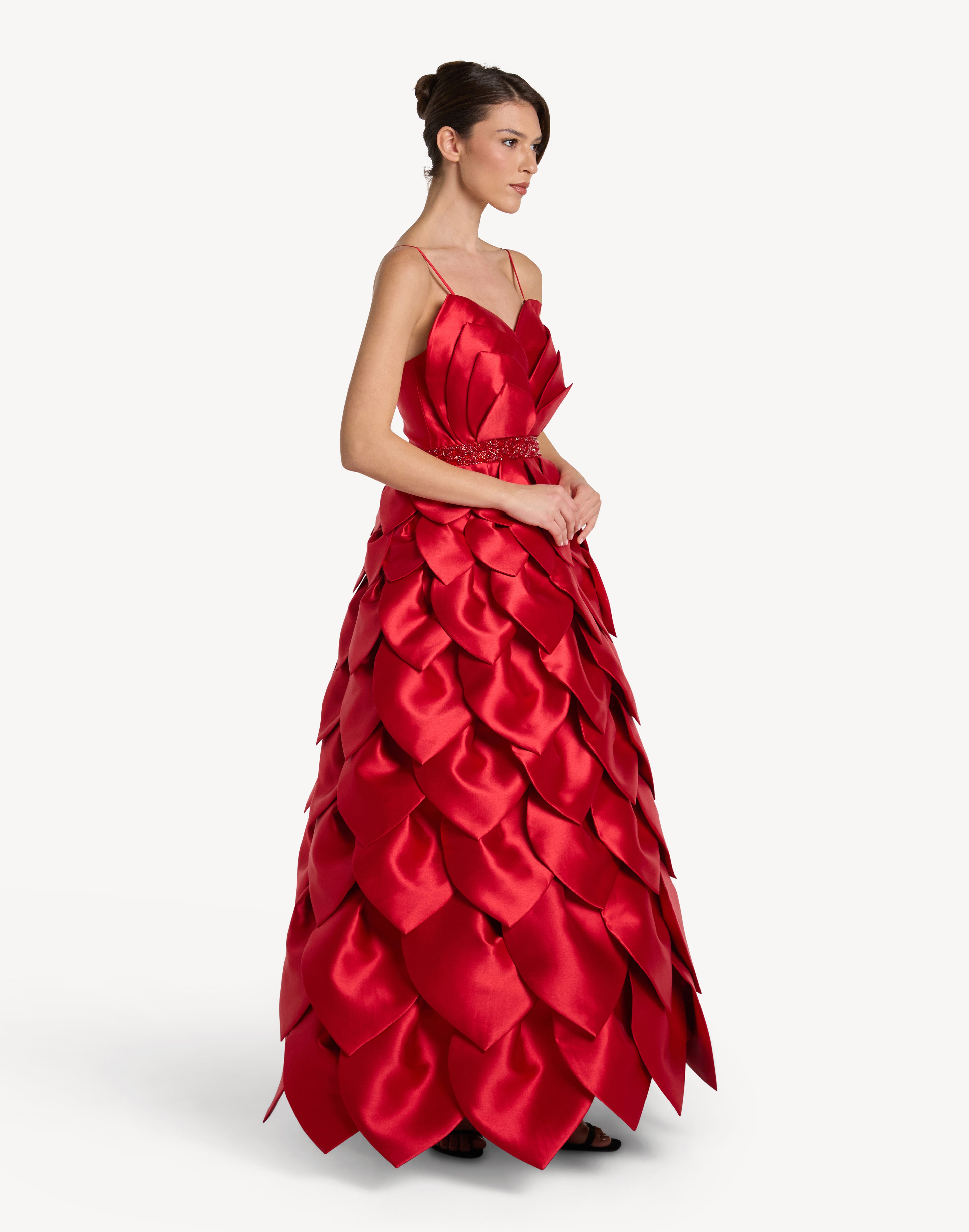 Leaf Appliqué Corset Sweetheart Gown