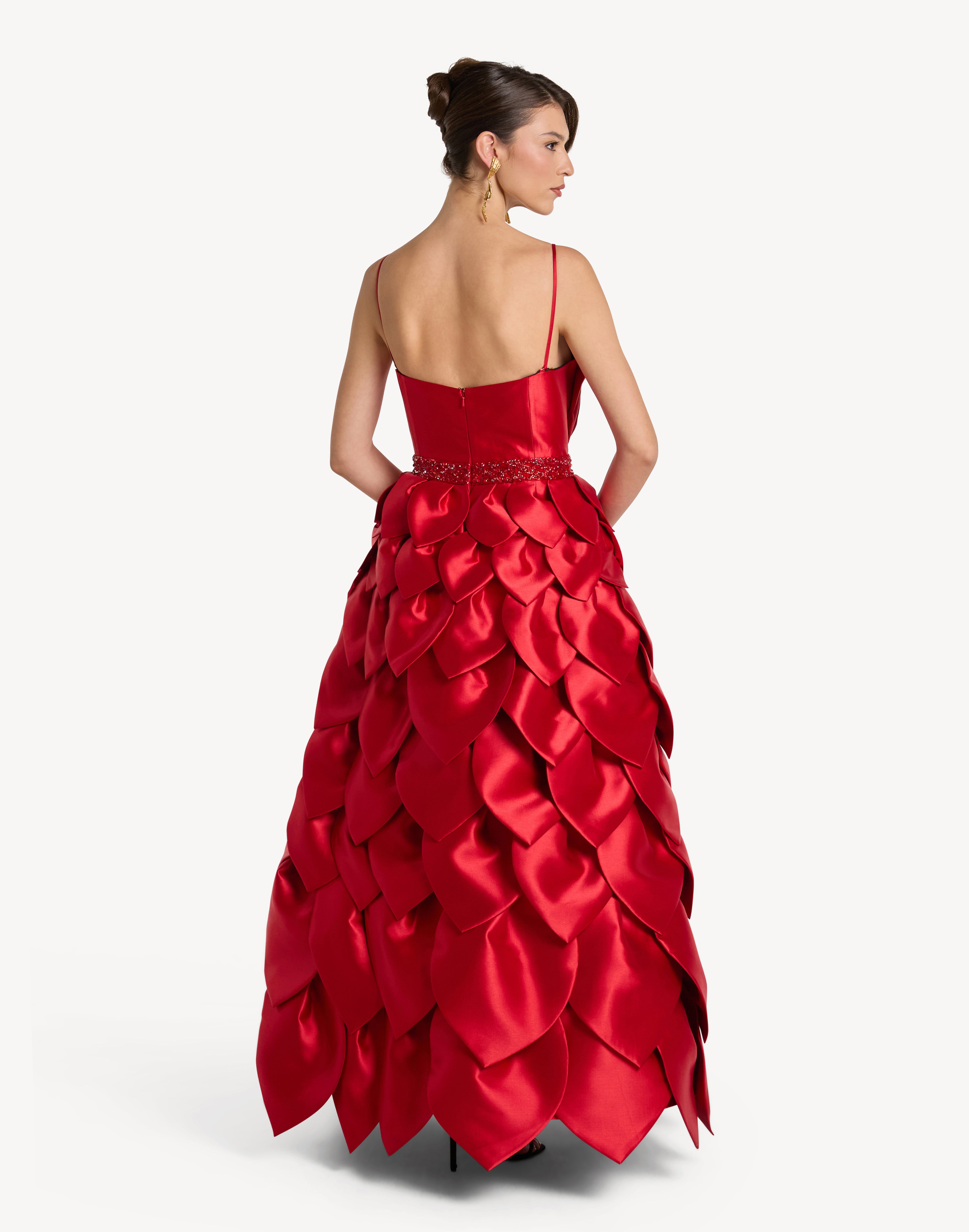 Leaf Appliqué Corset Sweetheart Gown