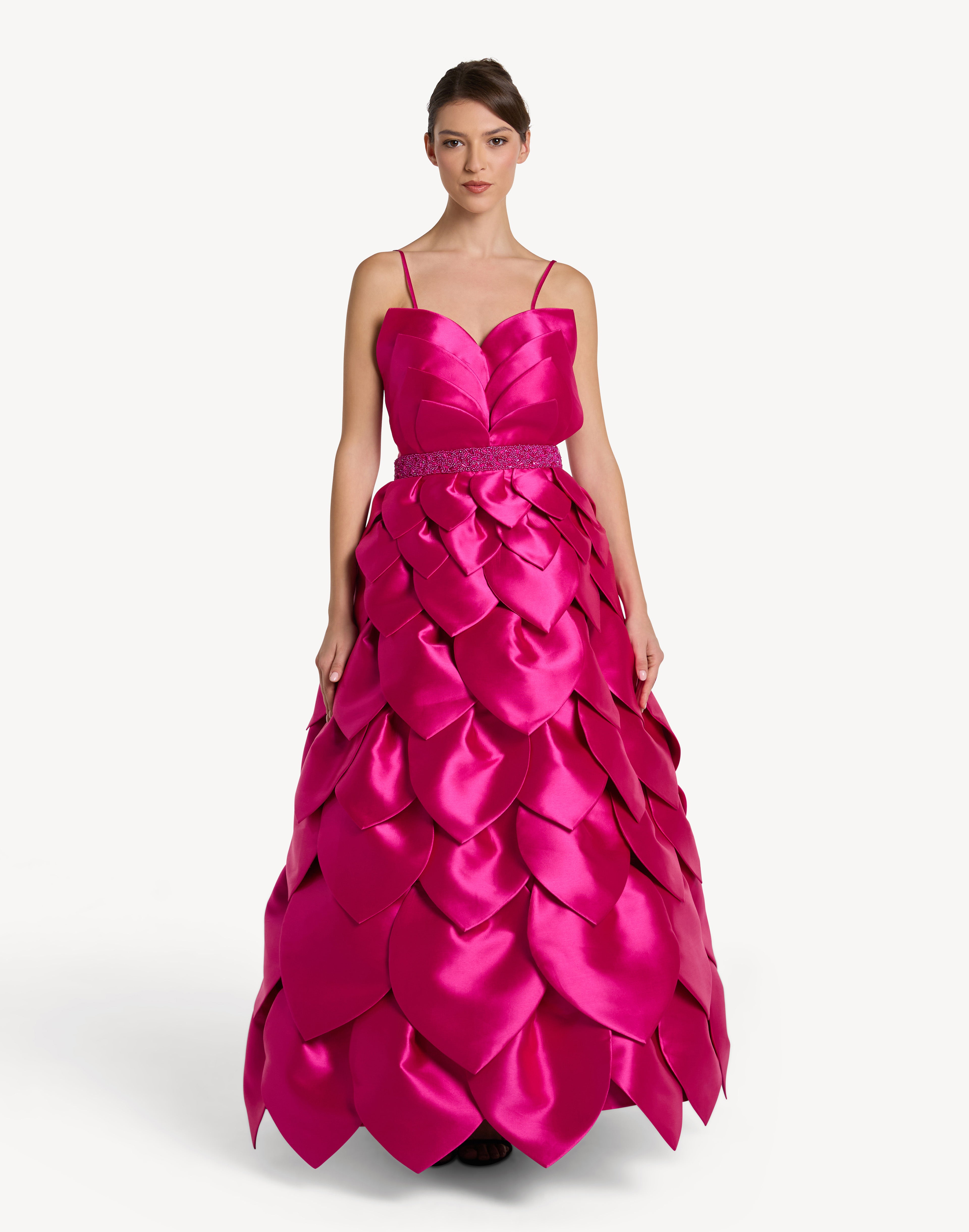 Leaf Appliqué Corset Sweetheart Gown