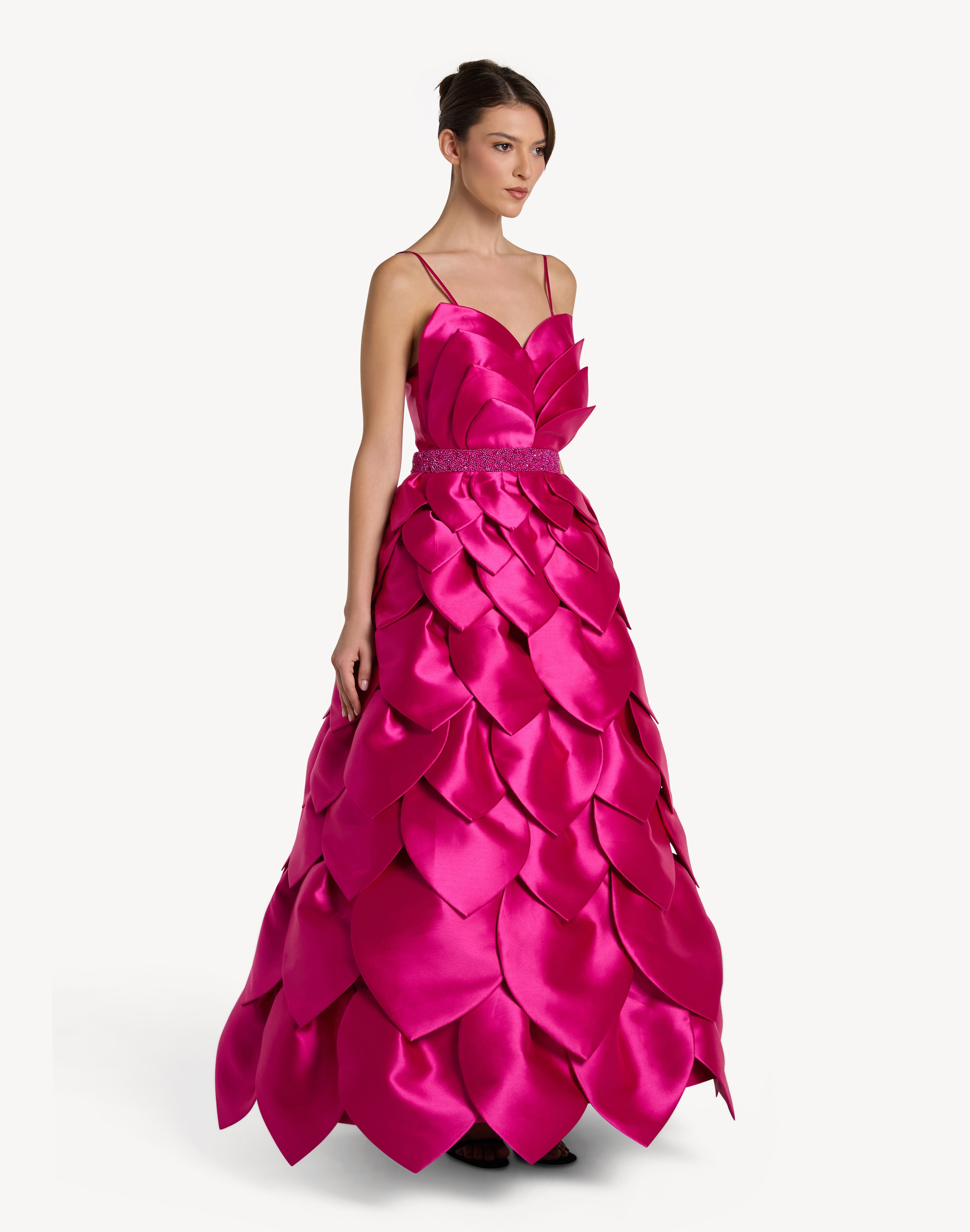 Leaf Appliqué Corset Sweetheart Gown