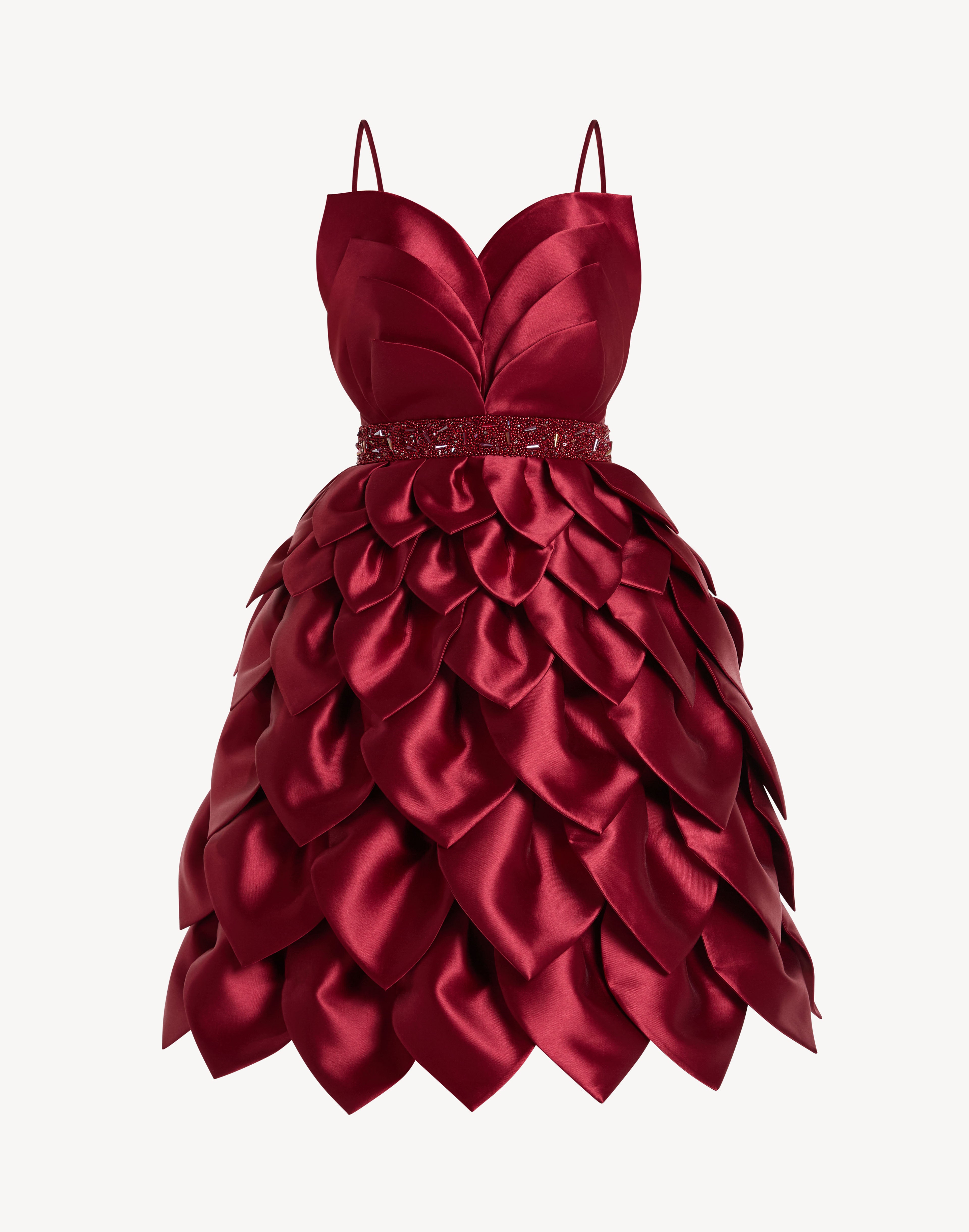 Leaf embellished sweetheart dress