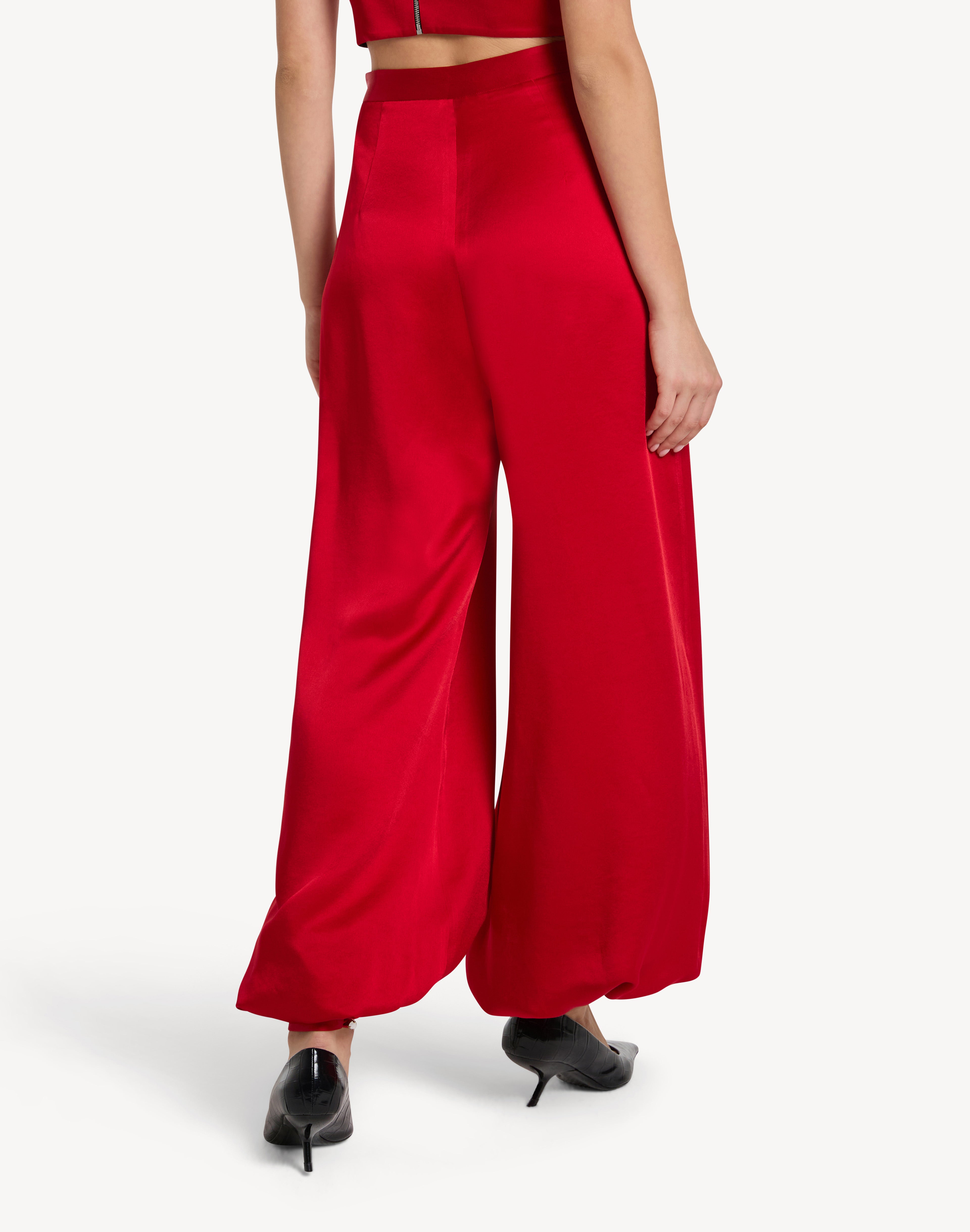 Button Cuff Detail Satin Haram Trousers