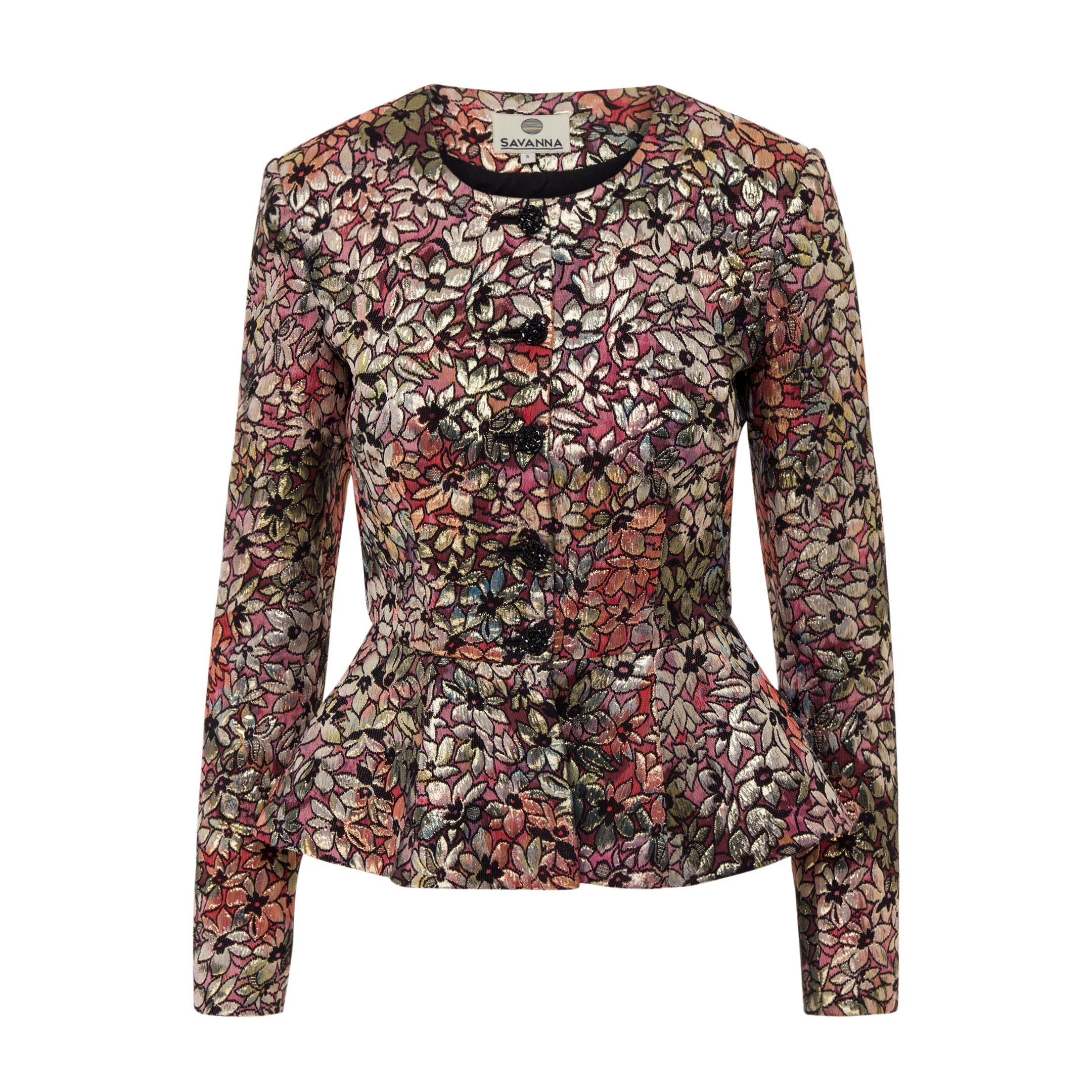 Metallic Desert Rose Peplum Jacket