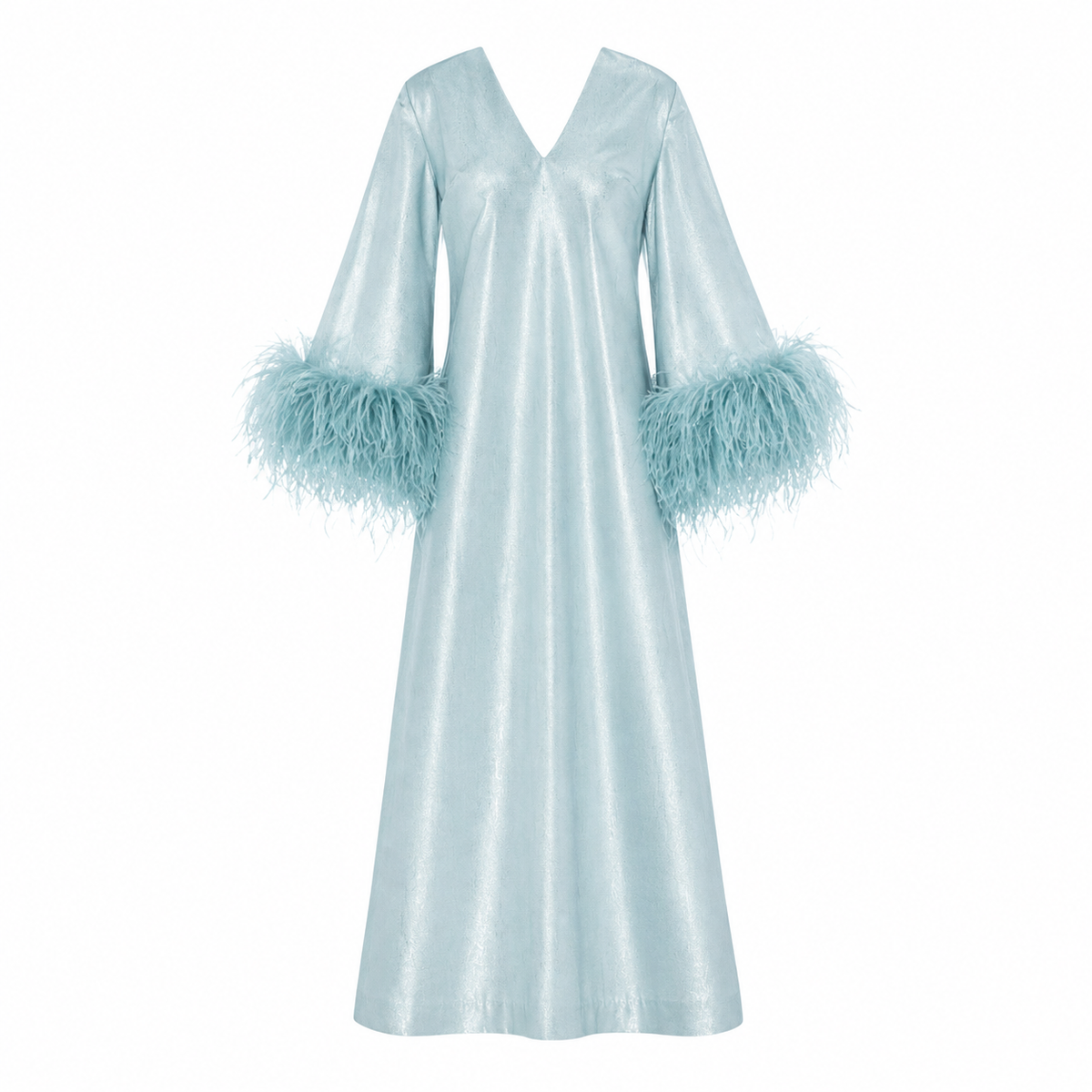 Shimmer Feather Bell-Sleeve Kaftan