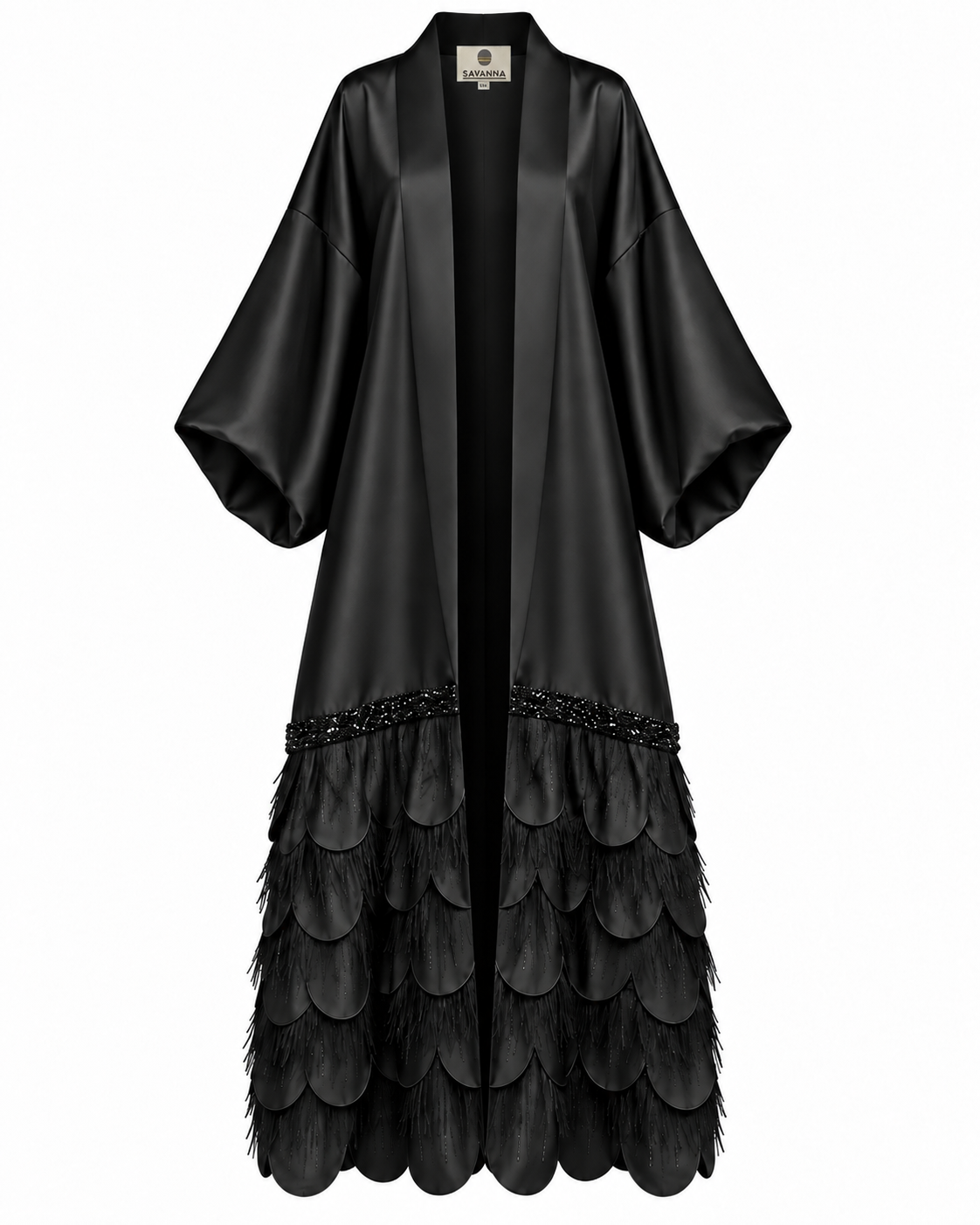 Essence Feather Detail Silk Abaya