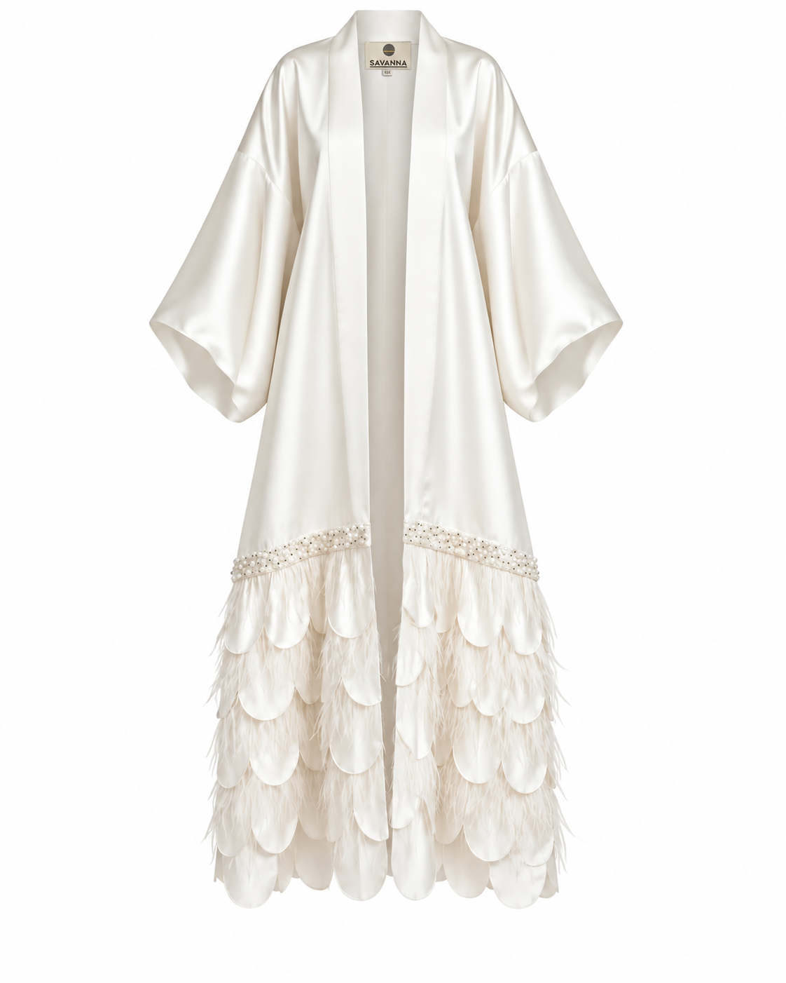 Essence Feather Detail Silk Abaya