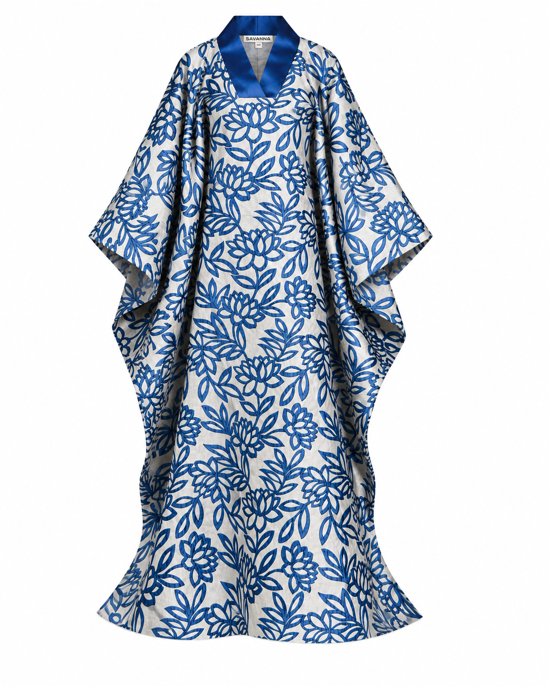 Metallic Floral Jacquard V-Neck Kaftan Abaya