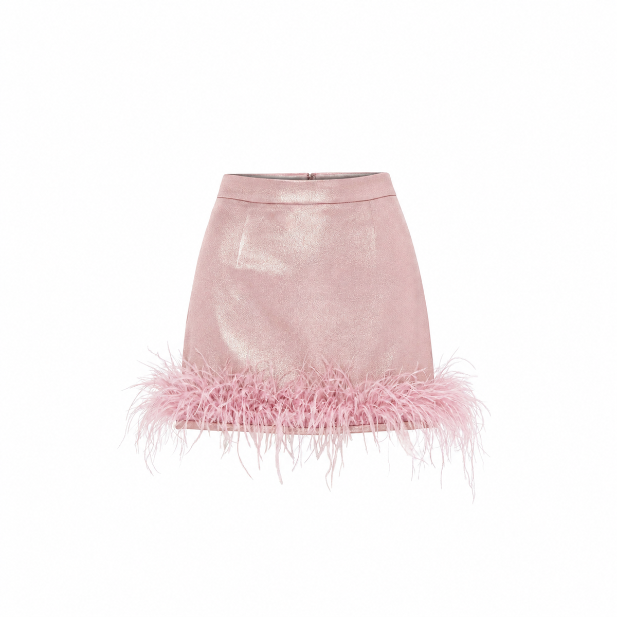 Shimmery Feather-Trimmed Mini Skirt