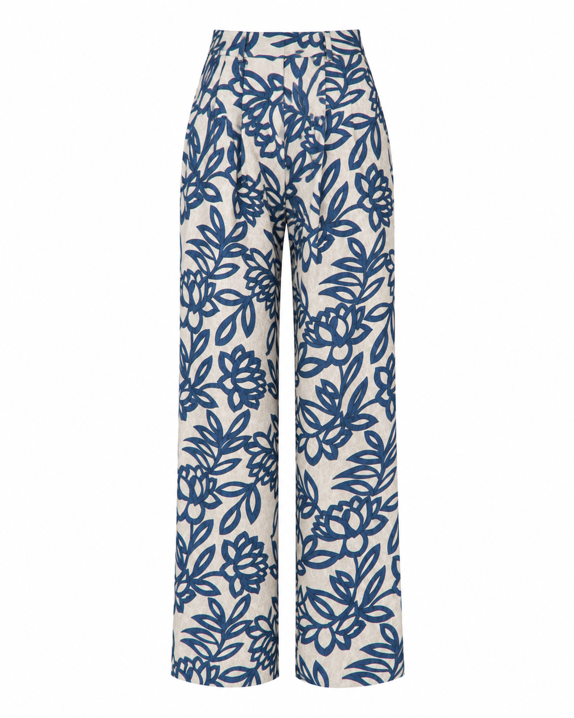 Metallic Jacquard Floral High-Waisted Trousers
