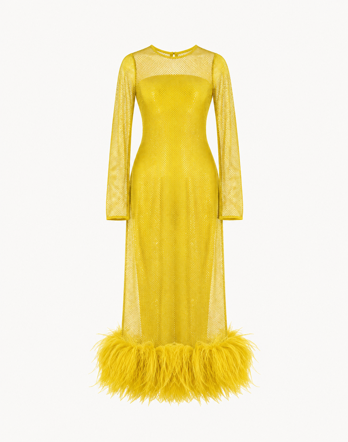 Feather-trimmed Crystal Embellished A-line Dress