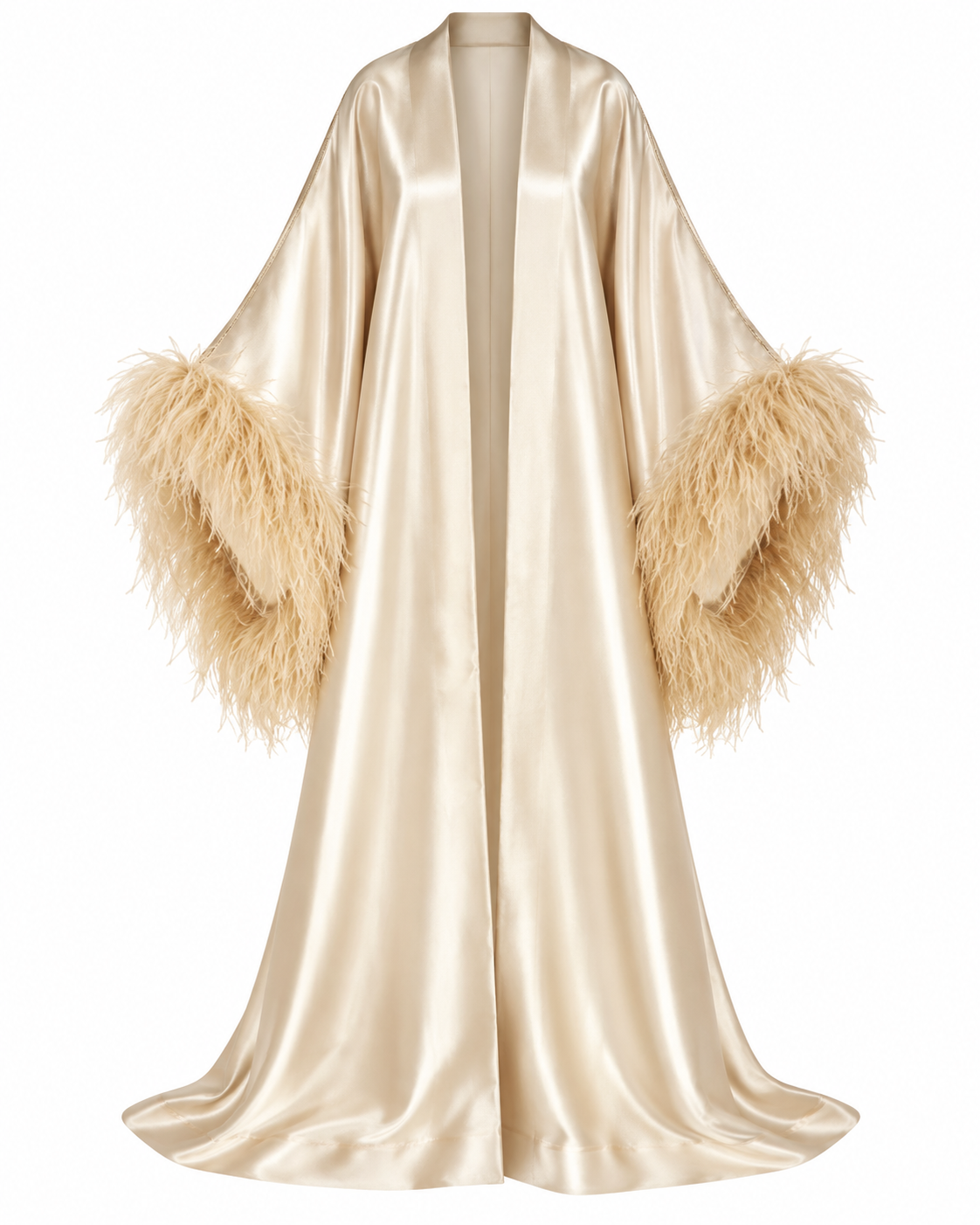 Feather Trimmed Embellished Kaftan-Abaya