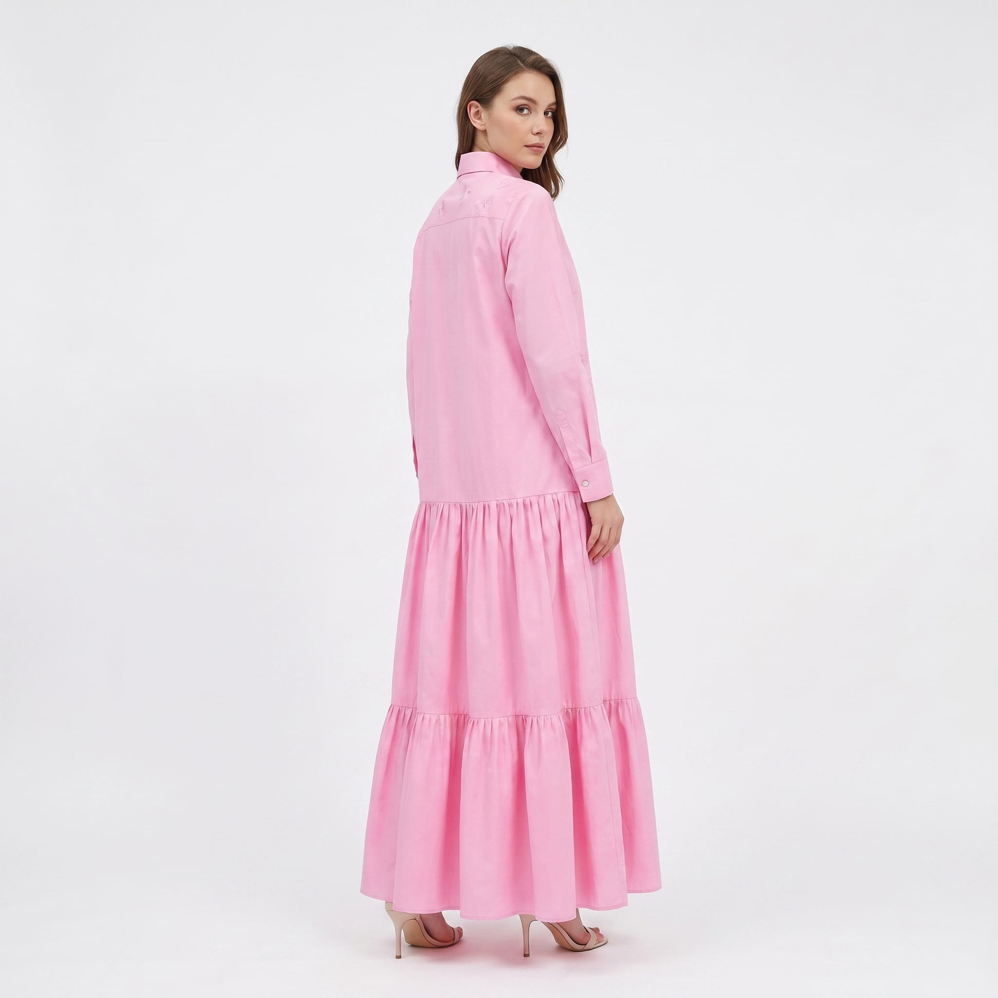 Butterfly Embroidery Shirt Dress