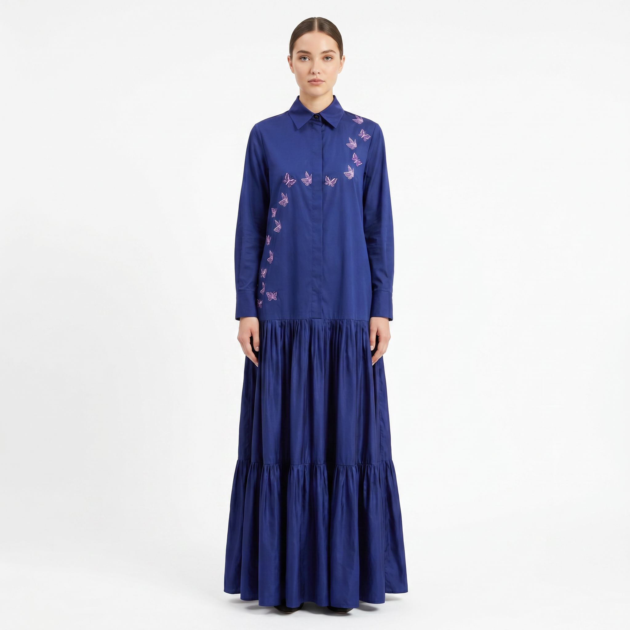 Butterfly Embroidery Shirt Dress