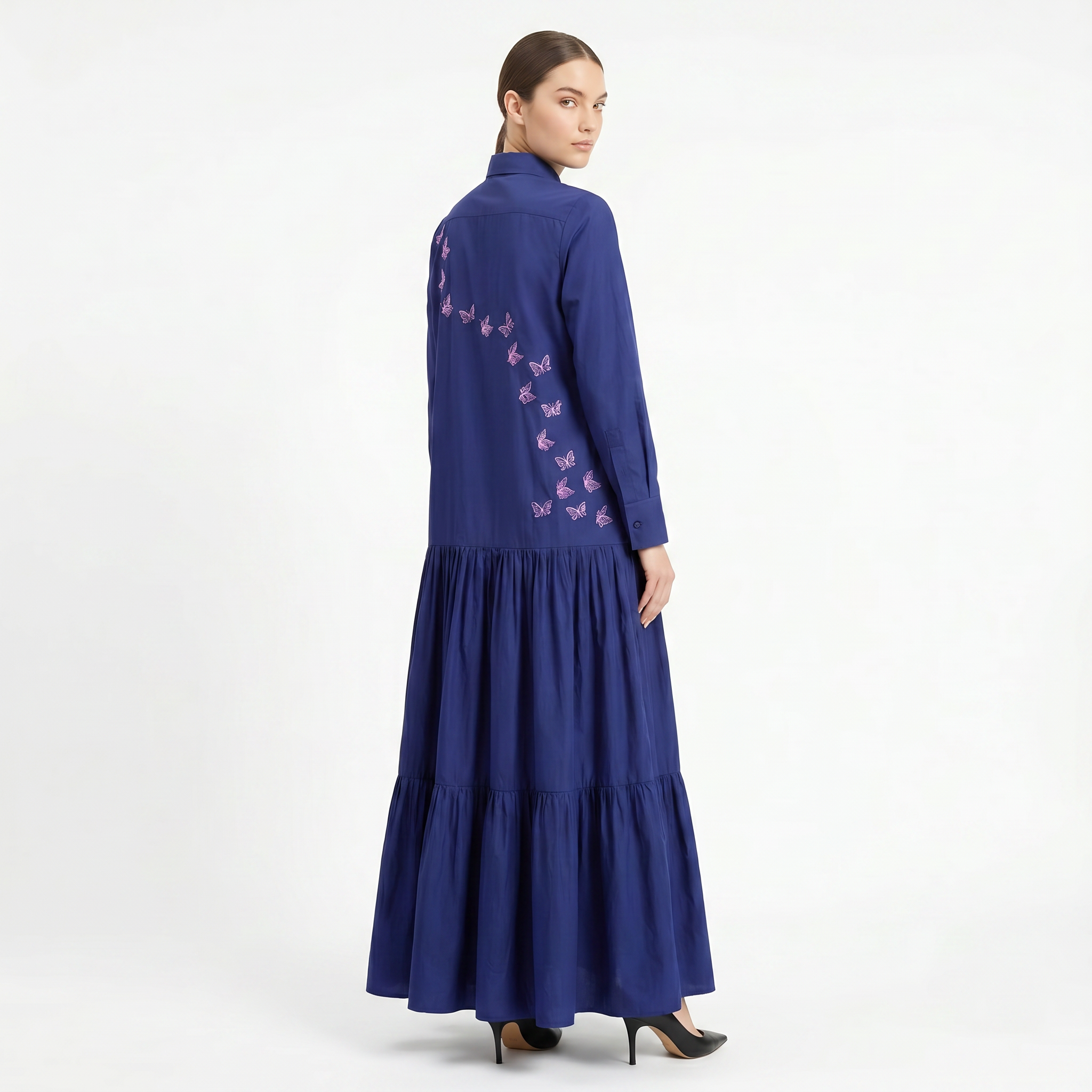 Butterfly Embroidery Shirt Dress
