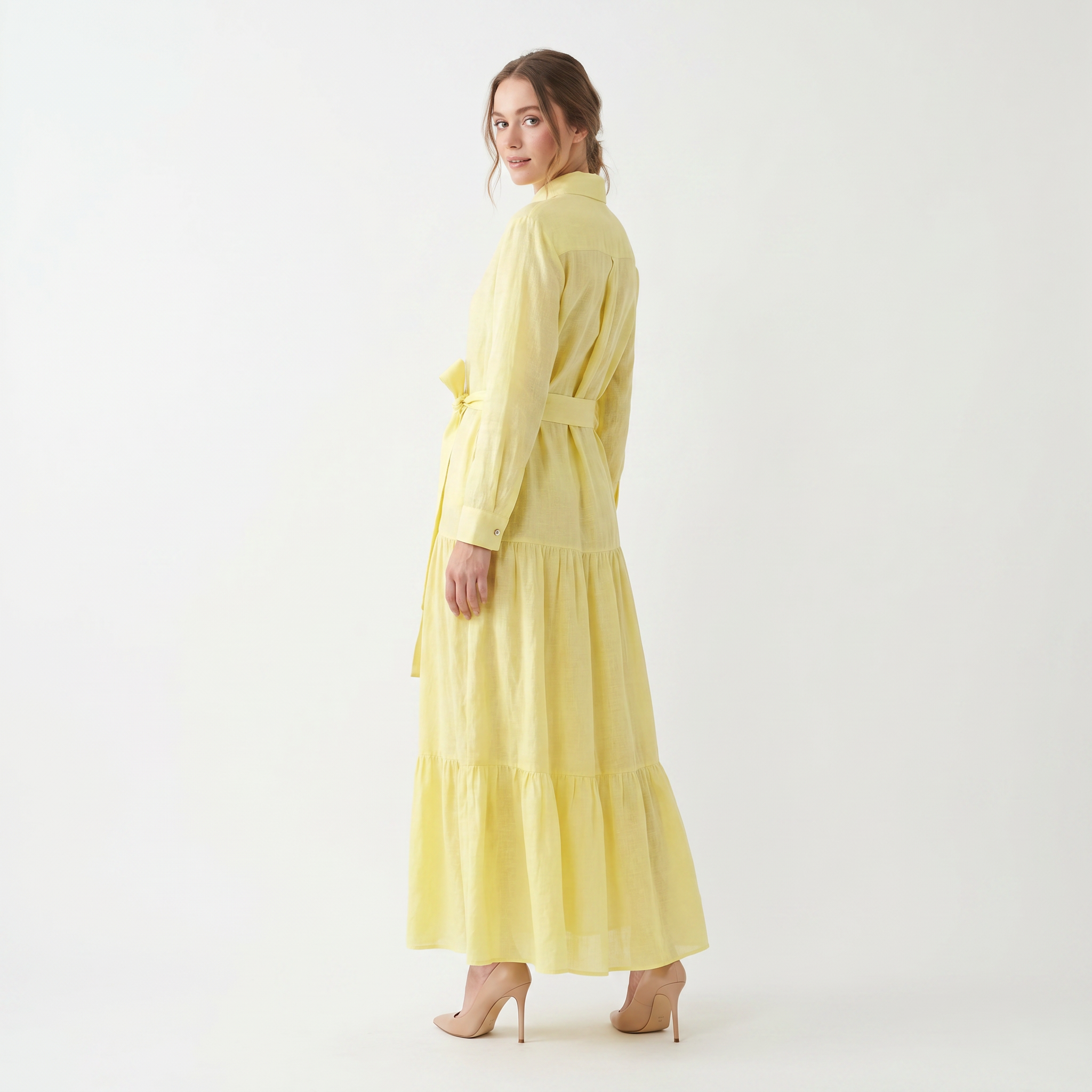 Rose Embroidered Belted Maxi Dress