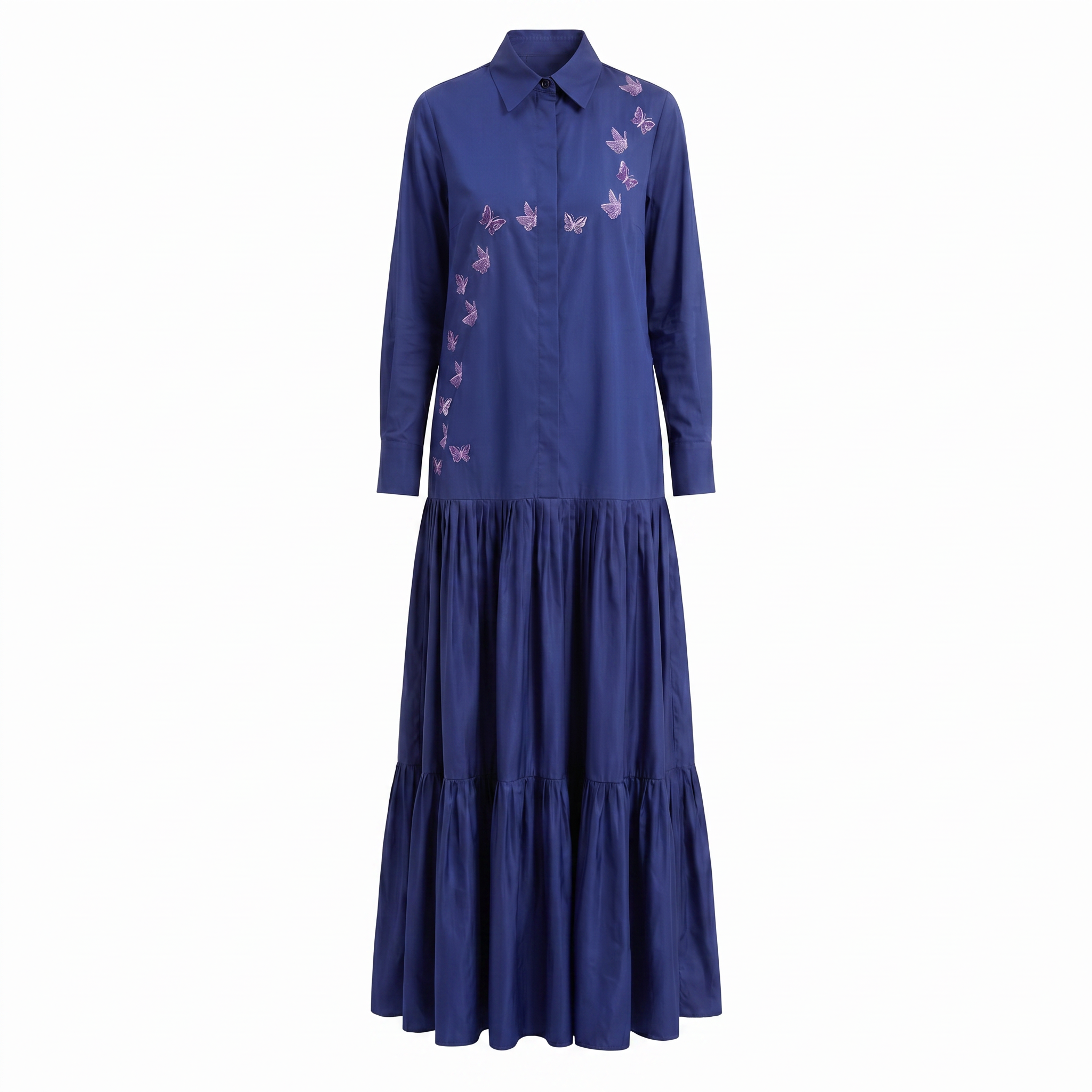Butterfly Embroidery Shirt Dress