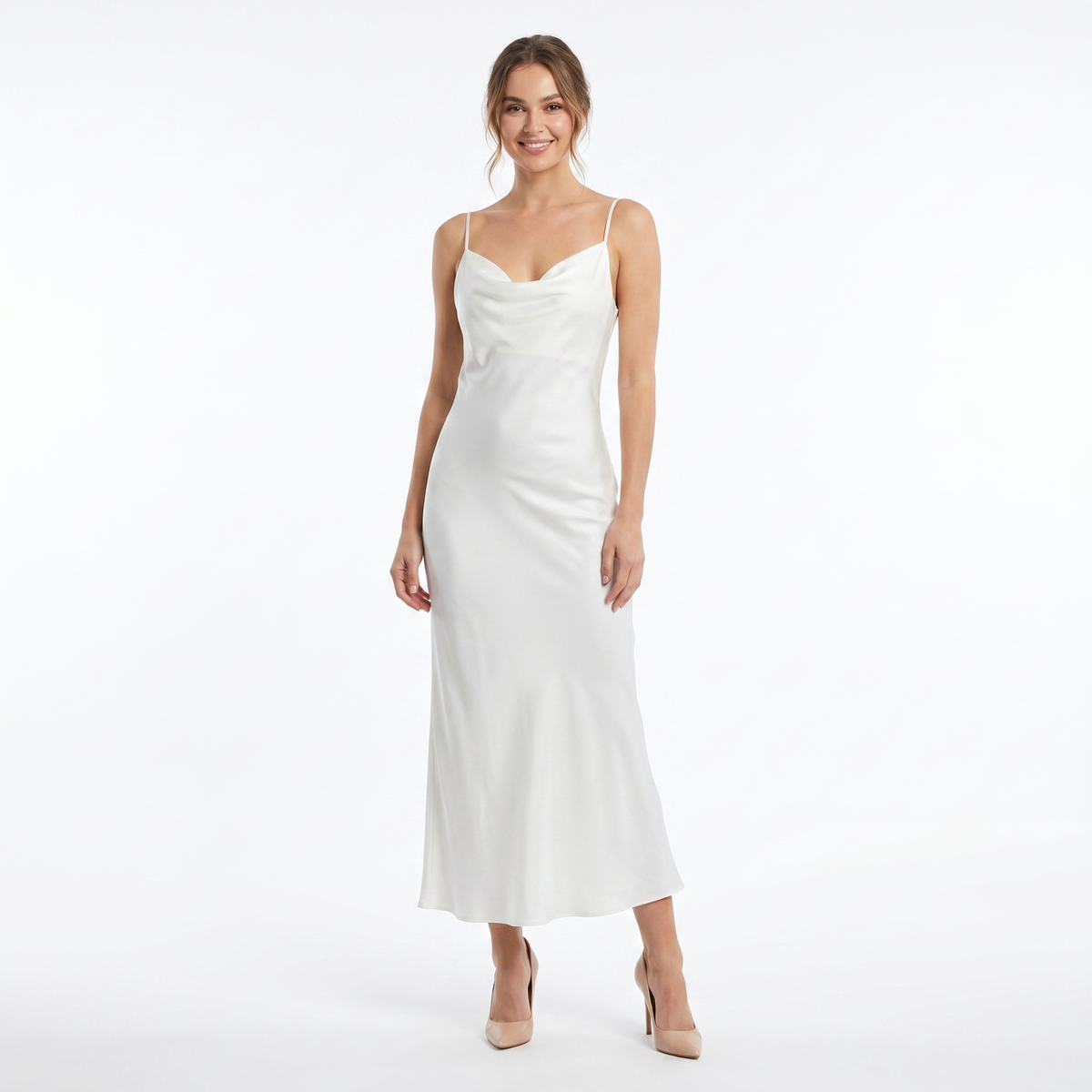 Essential Satin Cowl-Neck Slip Dress